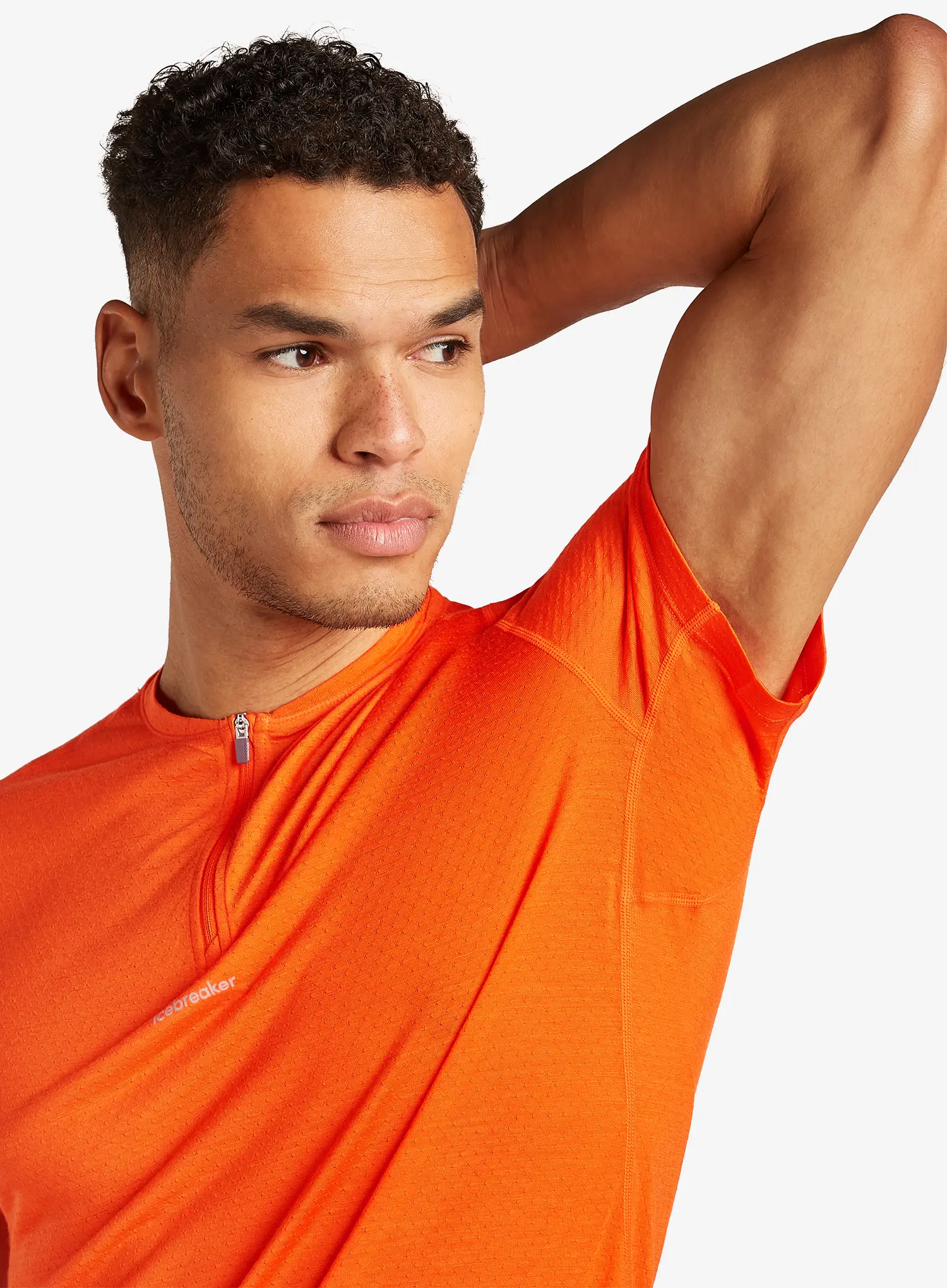 Běžecké tričko Icebreaker Merino 125 Cool-Lite Speed SS Quarter Zip - blaze