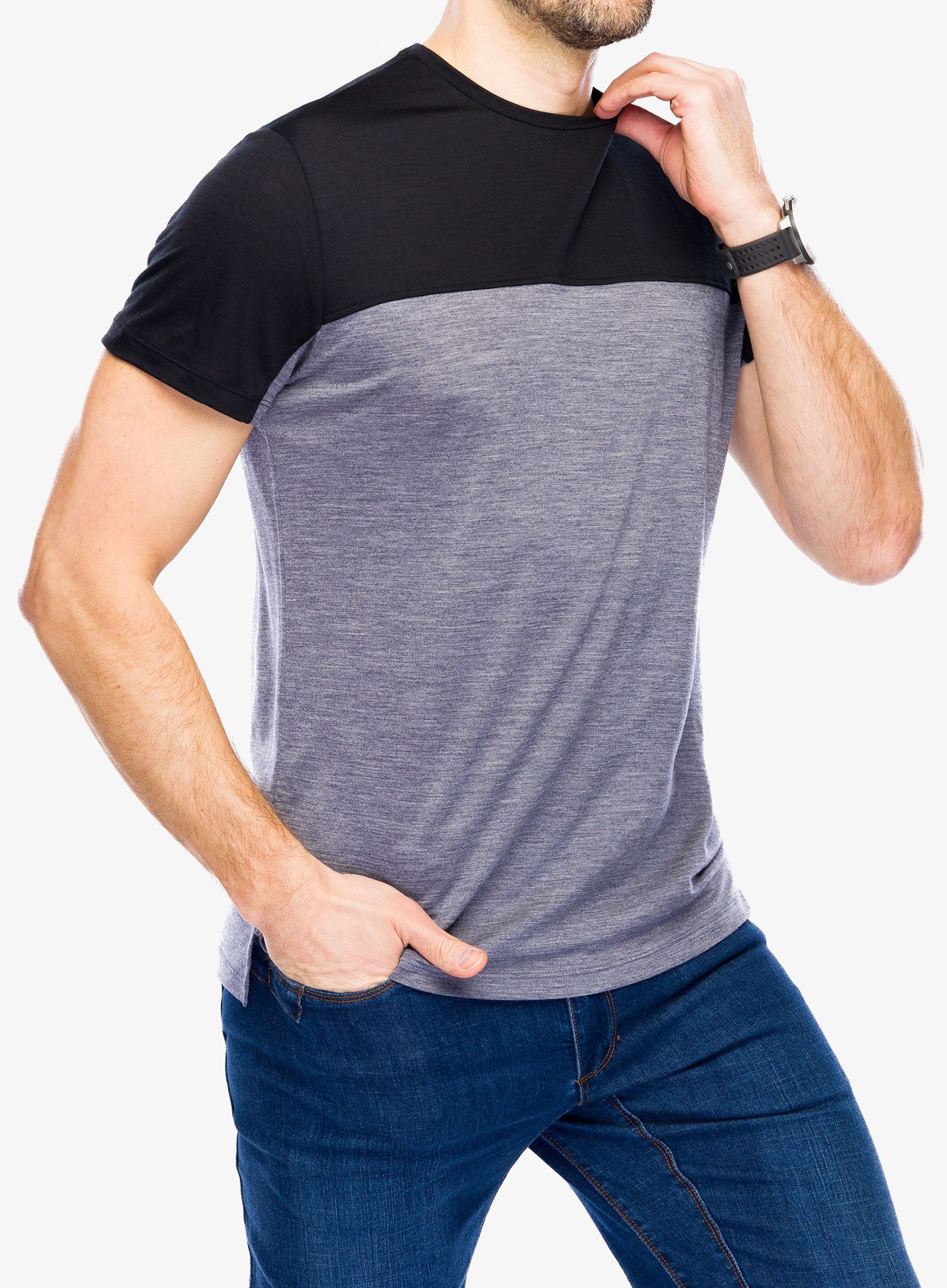 Merino triko Icebreaker Merino 125 Cool-Lite Sphere III SS Tee Colour Block - graphite/black