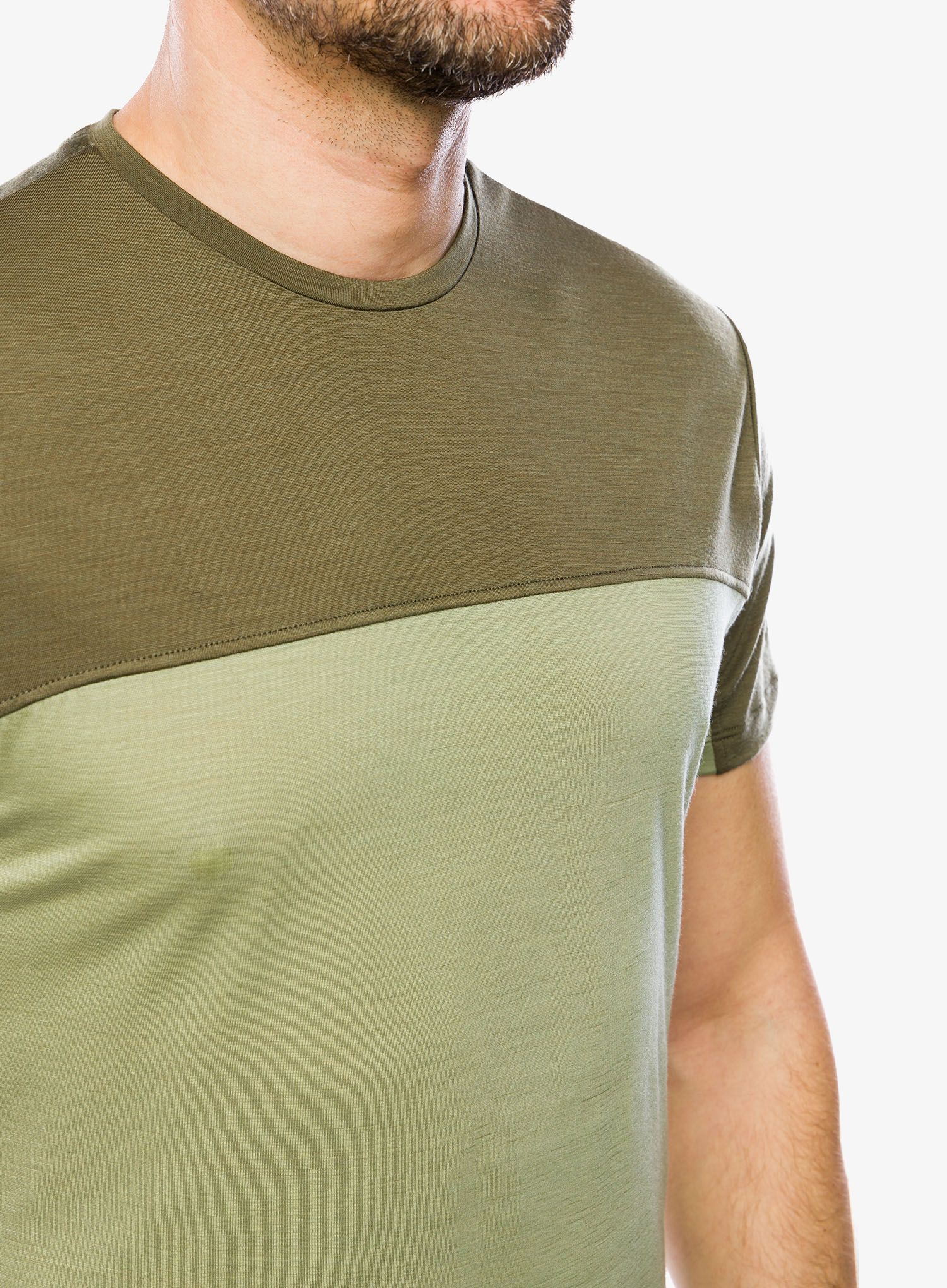 Tričko Icebreaker Merino 125 Cool-Lite Sphere III SS Tee Colour Block - lichen/loden
