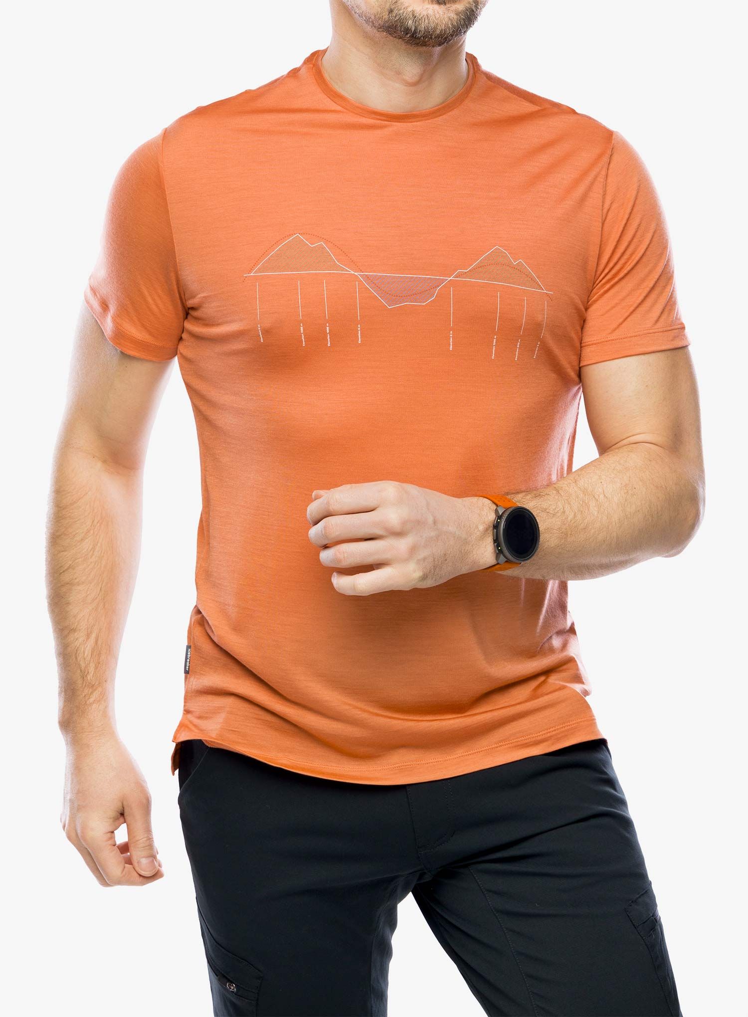 Tričko s potiskem Icebreaker Merino 125 Cool-Lite Sphere III SS Tee Trail Climb - ember