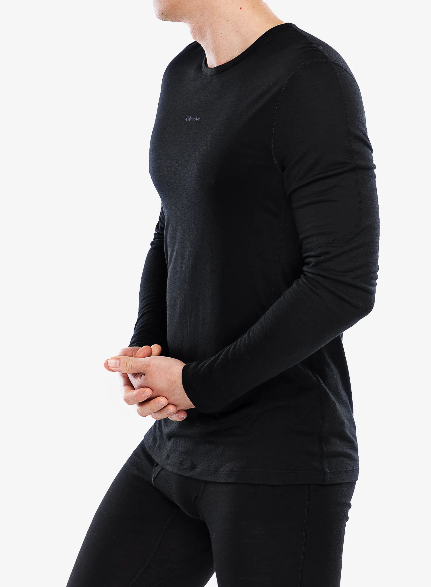 Mikina bez kapuce Icebreaker Merino 125 ZoneKnit Energy Wind LS Tee - black