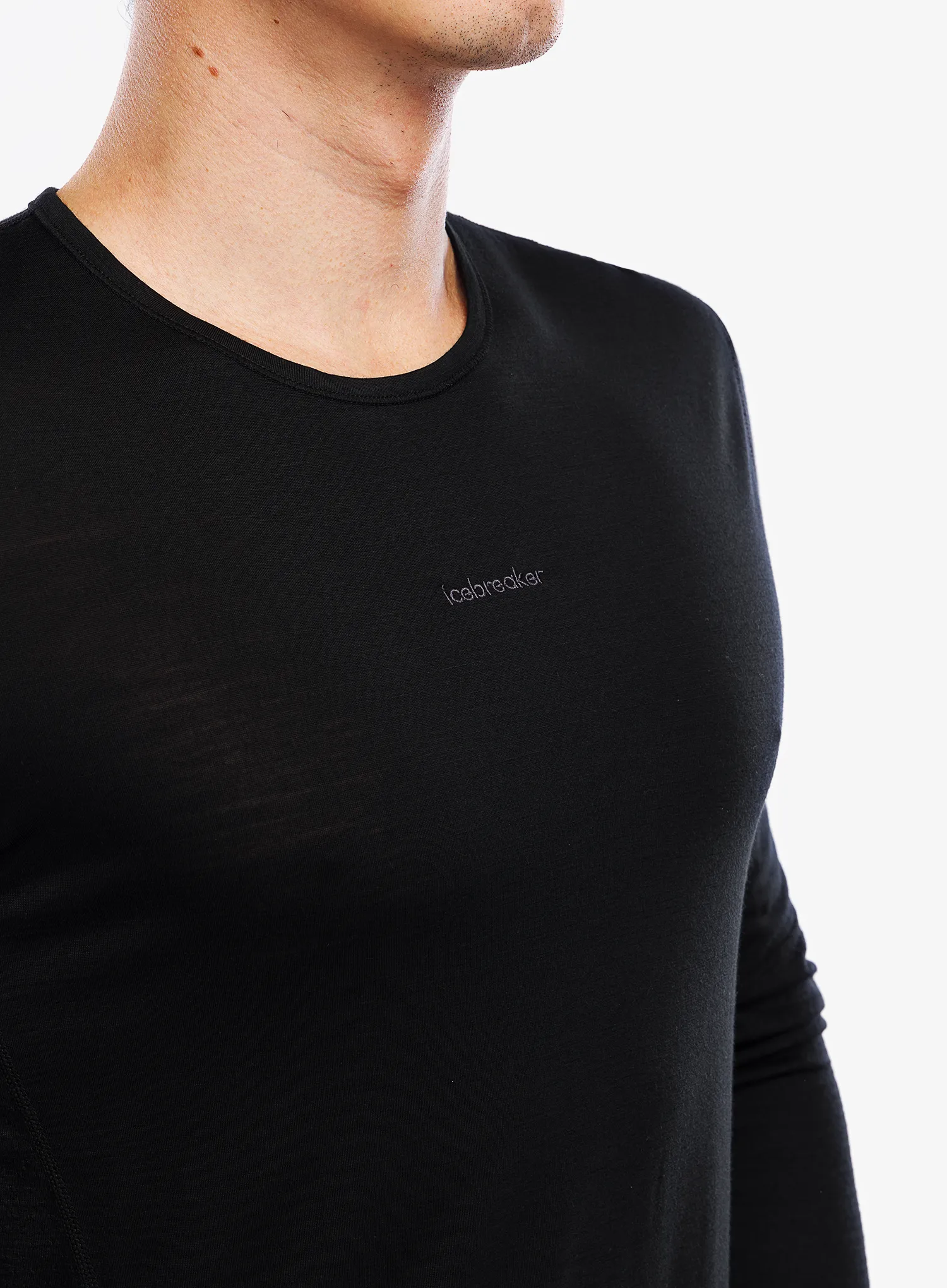 Mikina bez kapuce Icebreaker Merino 125 ZoneKnit Energy Wind LS Tee - black