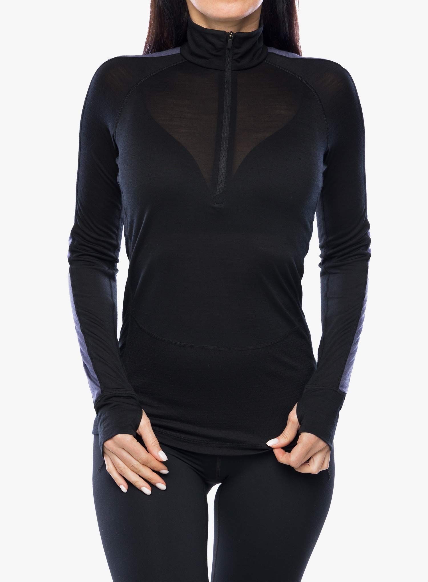Dámská funkční mikina Icebreaker Merino 125 ZoneKnit LS Half Zip - black/graphite/cb