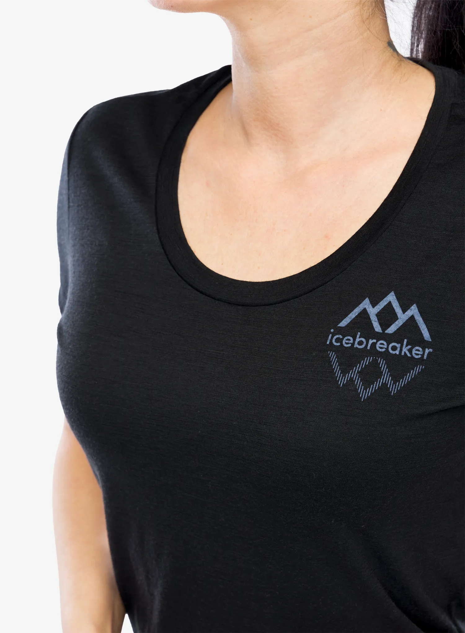 Merino triko dámské Icebreaker Merino 150 Tech Lite III SS Scoop Tee Logo Reflections - black