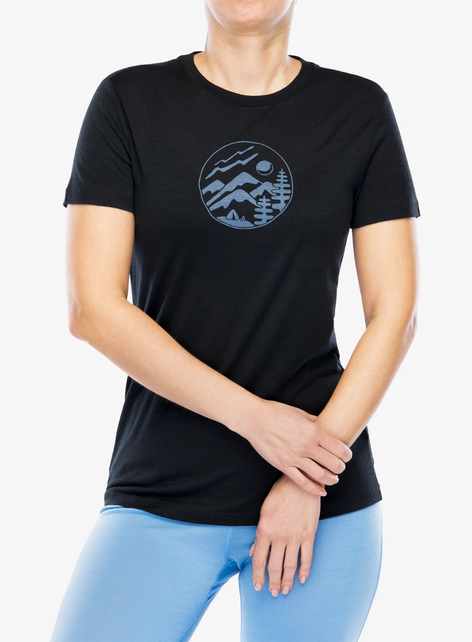 Merino triko dámské Icebreaker Merino 150 Tech Lite III SS Tee Camping Circle - black