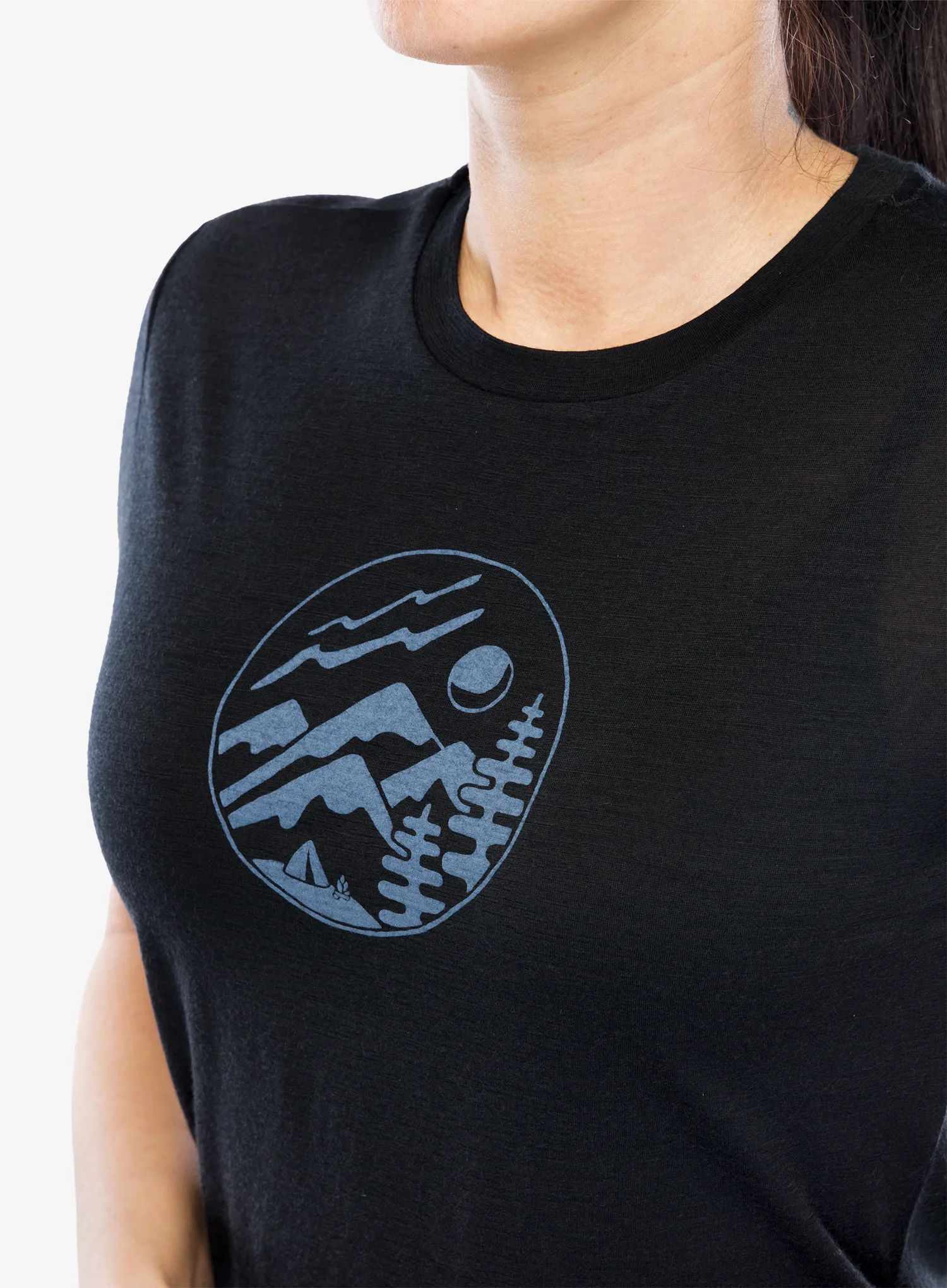 Merino triko dámské Icebreaker Merino 150 Tech Lite III SS Tee Camping Circle - black