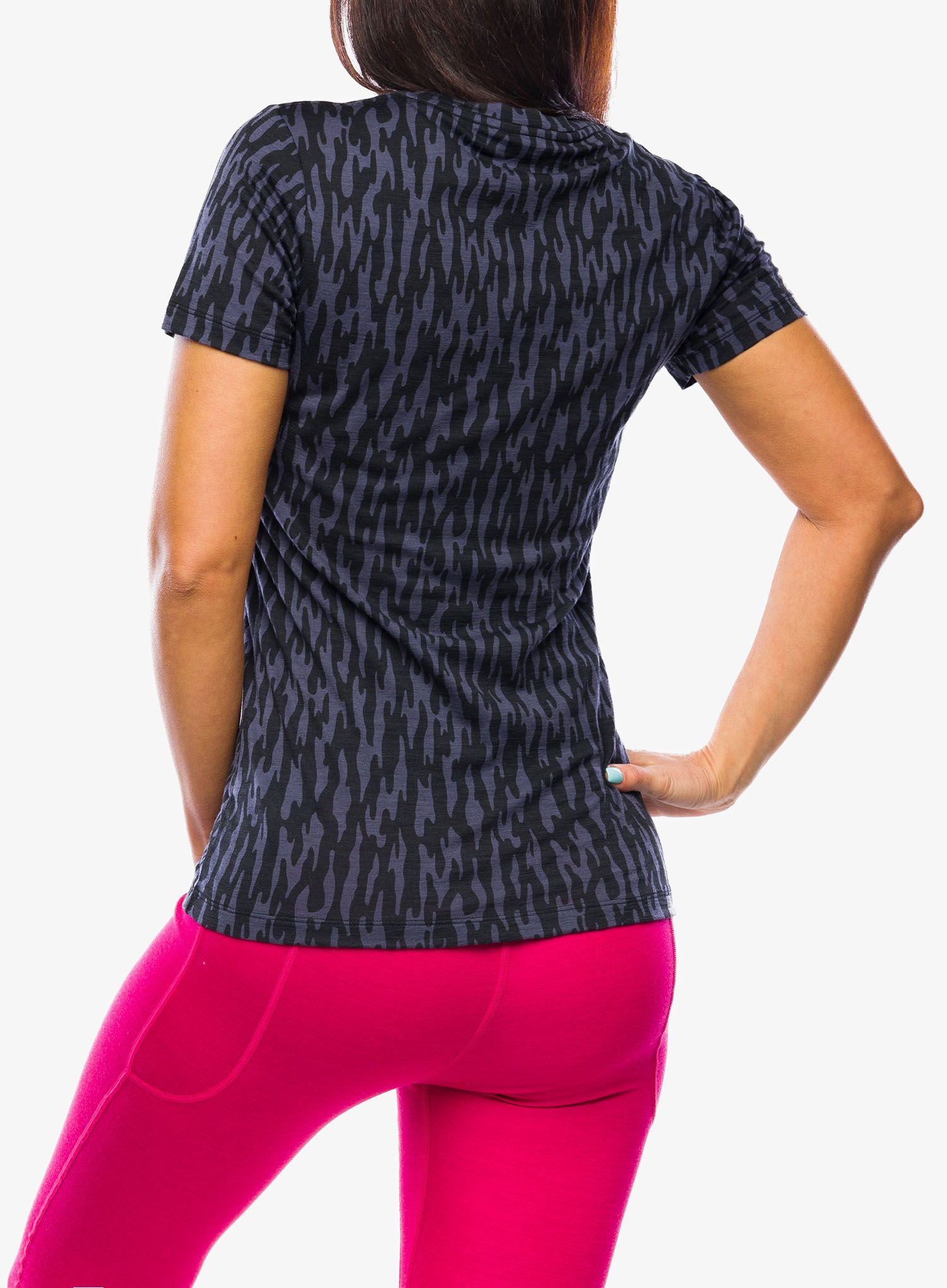 Dámské tričko Icebreaker Merino 150 Tech Lite II SS Scoop Tee Glaci Camo - black