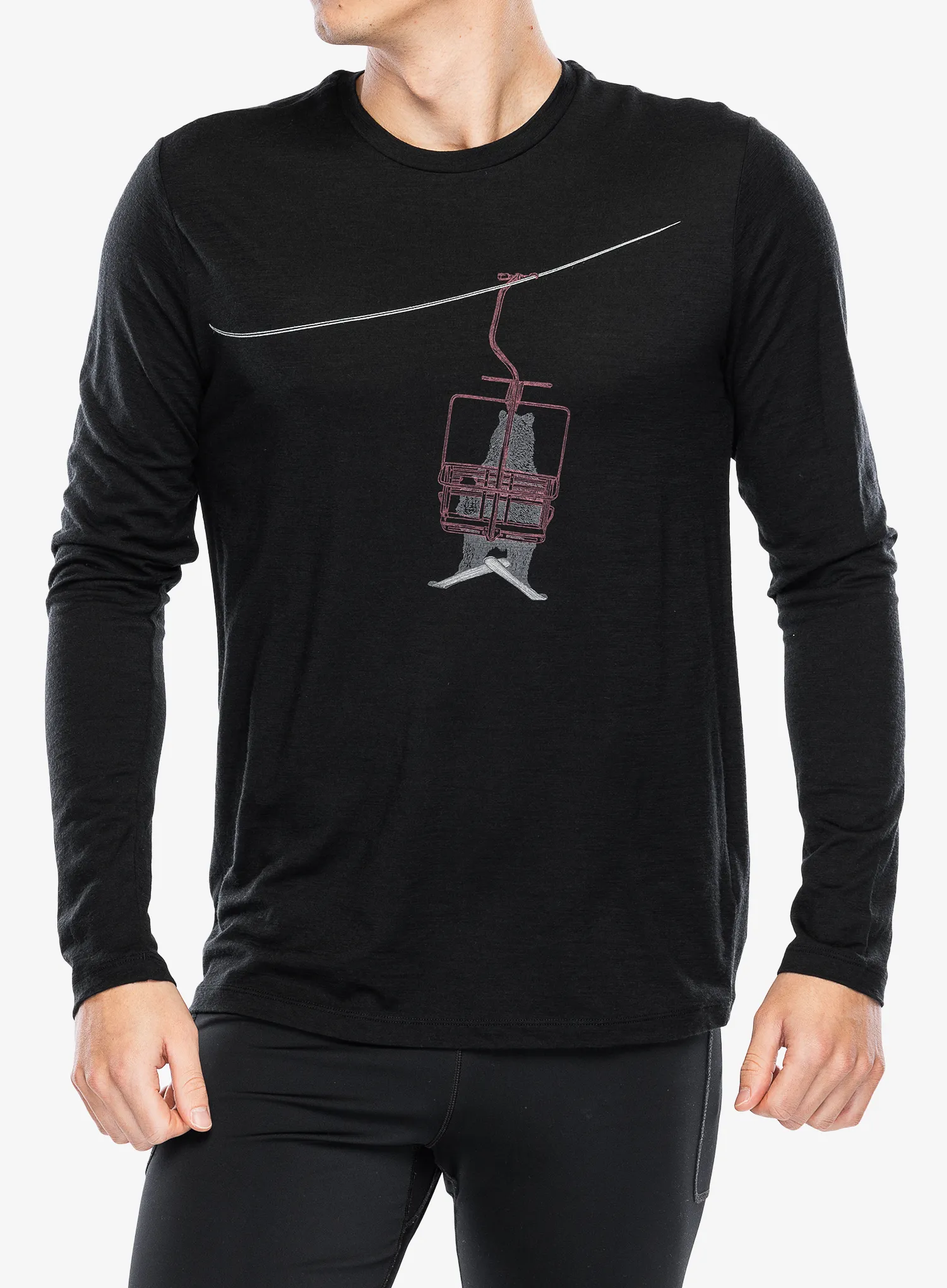 Tričko s dlouhým rukávem Icebreaker Merino 150 Tech Lite LS Tee Bear Lift  - black