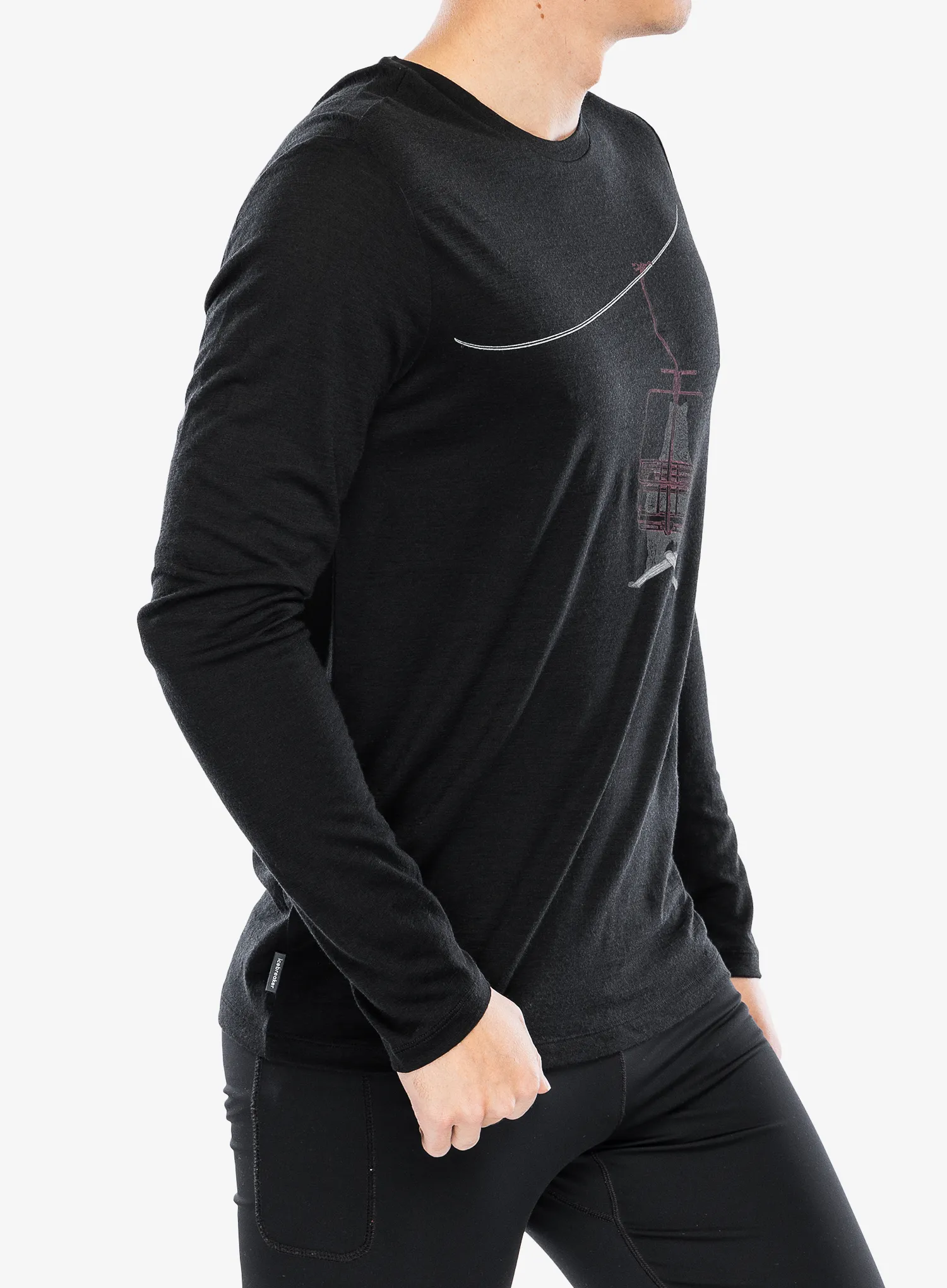 Tričko s dlouhým rukávem Icebreaker Merino 150 Tech Lite LS Tee Bear Lift  - black