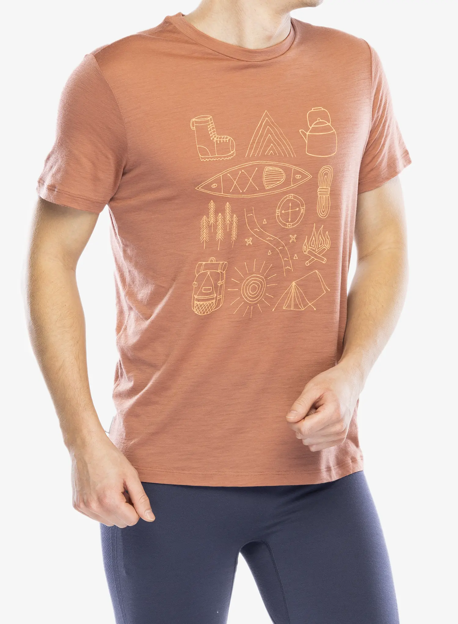 Tričko s potiskem Icebreaker Merino 150 Tech Lite SS T Camp Essentials - cedar wood