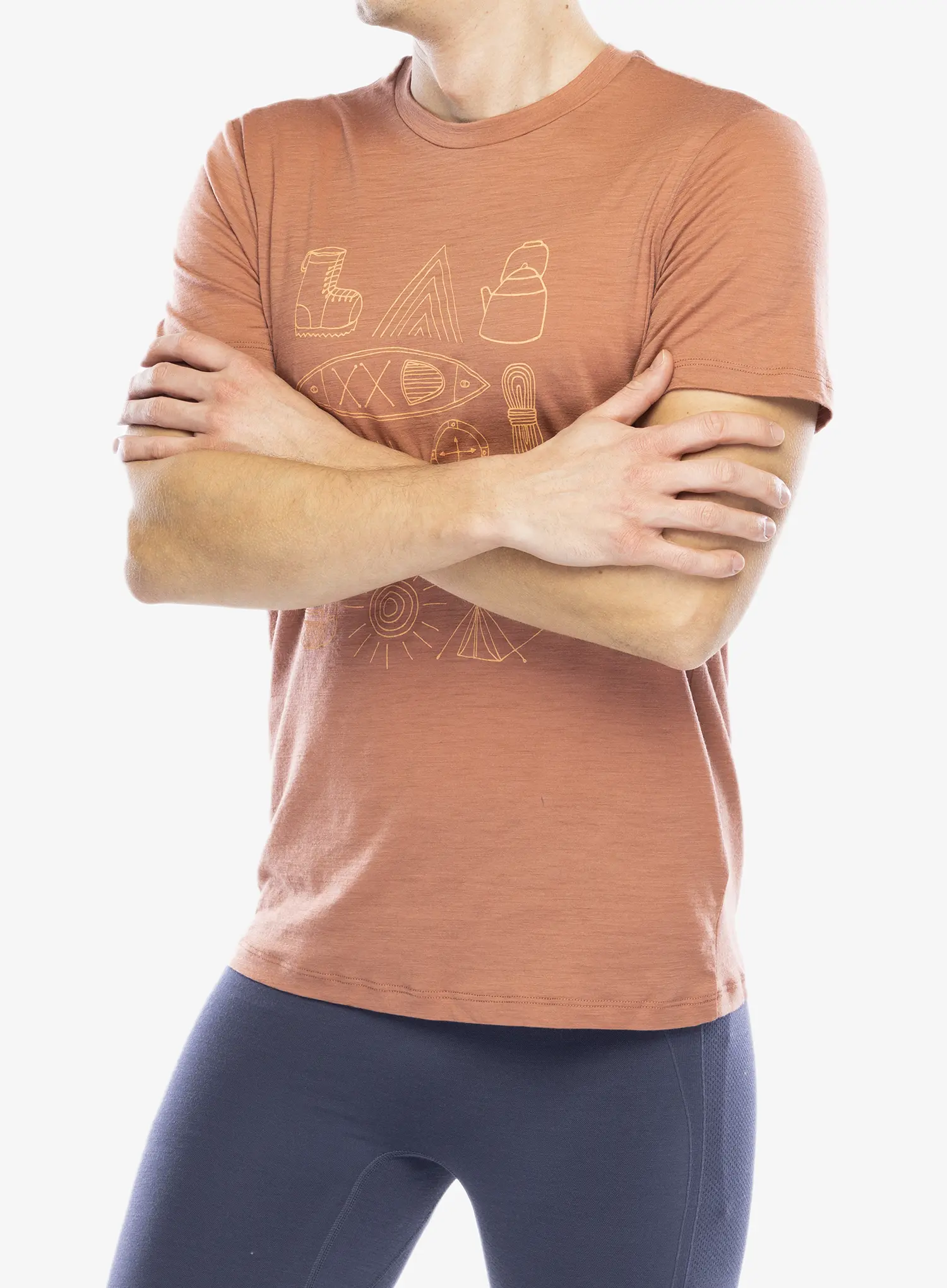 Tričko s potiskem Icebreaker Merino 150 Tech Lite SS T Camp Essentials - cedar wood