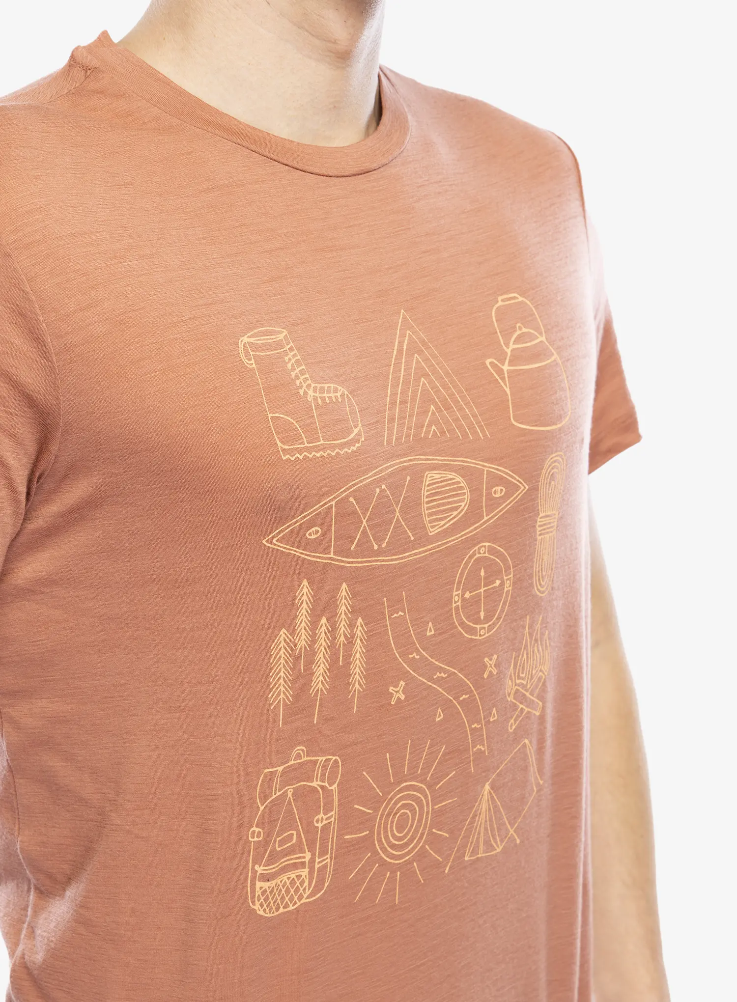 Tričko s potiskem Icebreaker Merino 150 Tech Lite SS T Camp Essentials - cedar wood