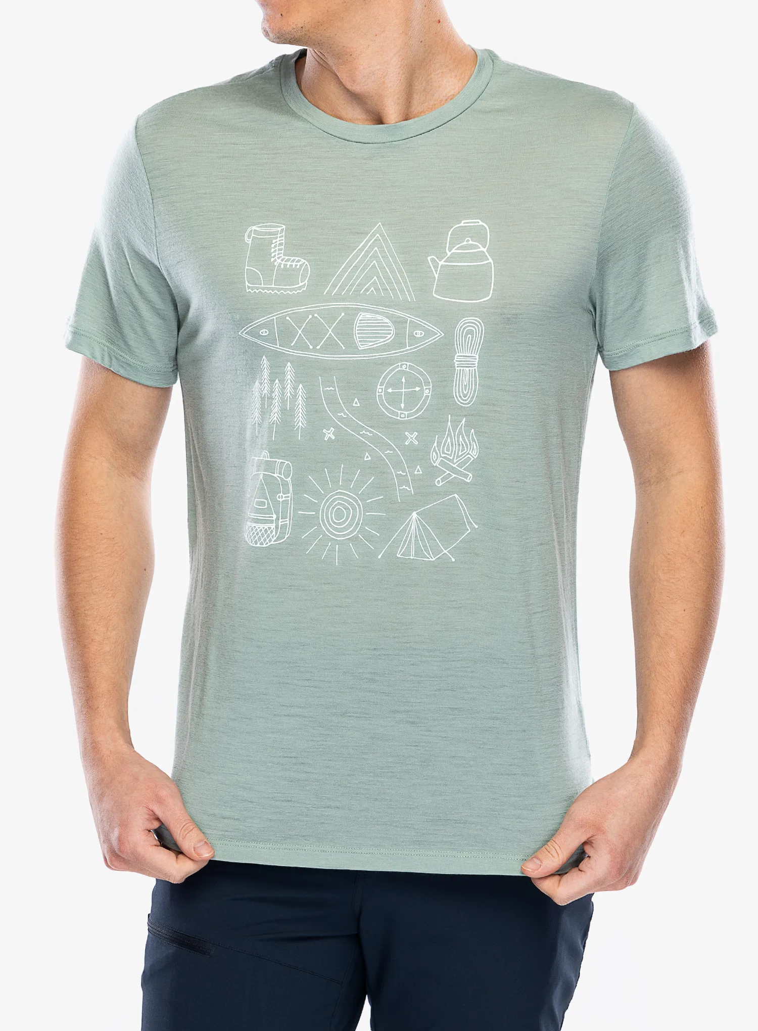 Merino triko Icebreaker Merino 150 Tech Lite SS T Camp Essentials - moss
