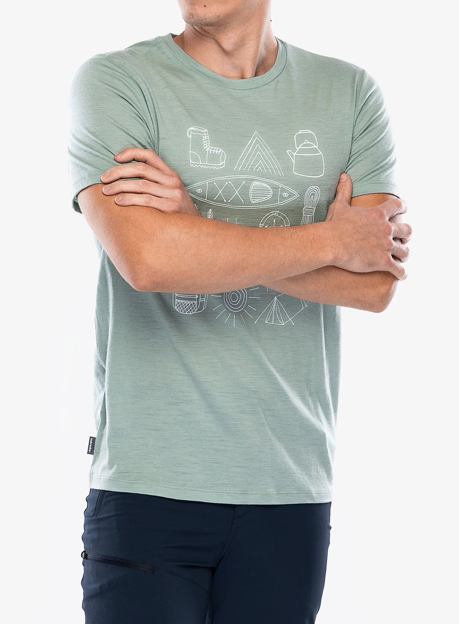 Merino triko Icebreaker Merino 150 Tech Lite SS T Camp Essentials - moss