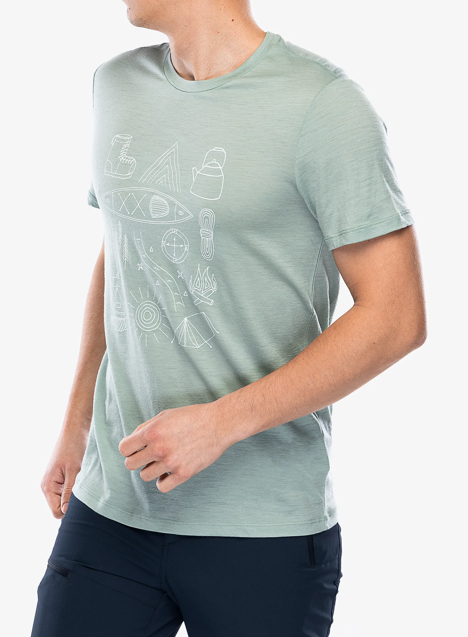 Merino triko Icebreaker Merino 150 Tech Lite SS T Camp Essentials - moss