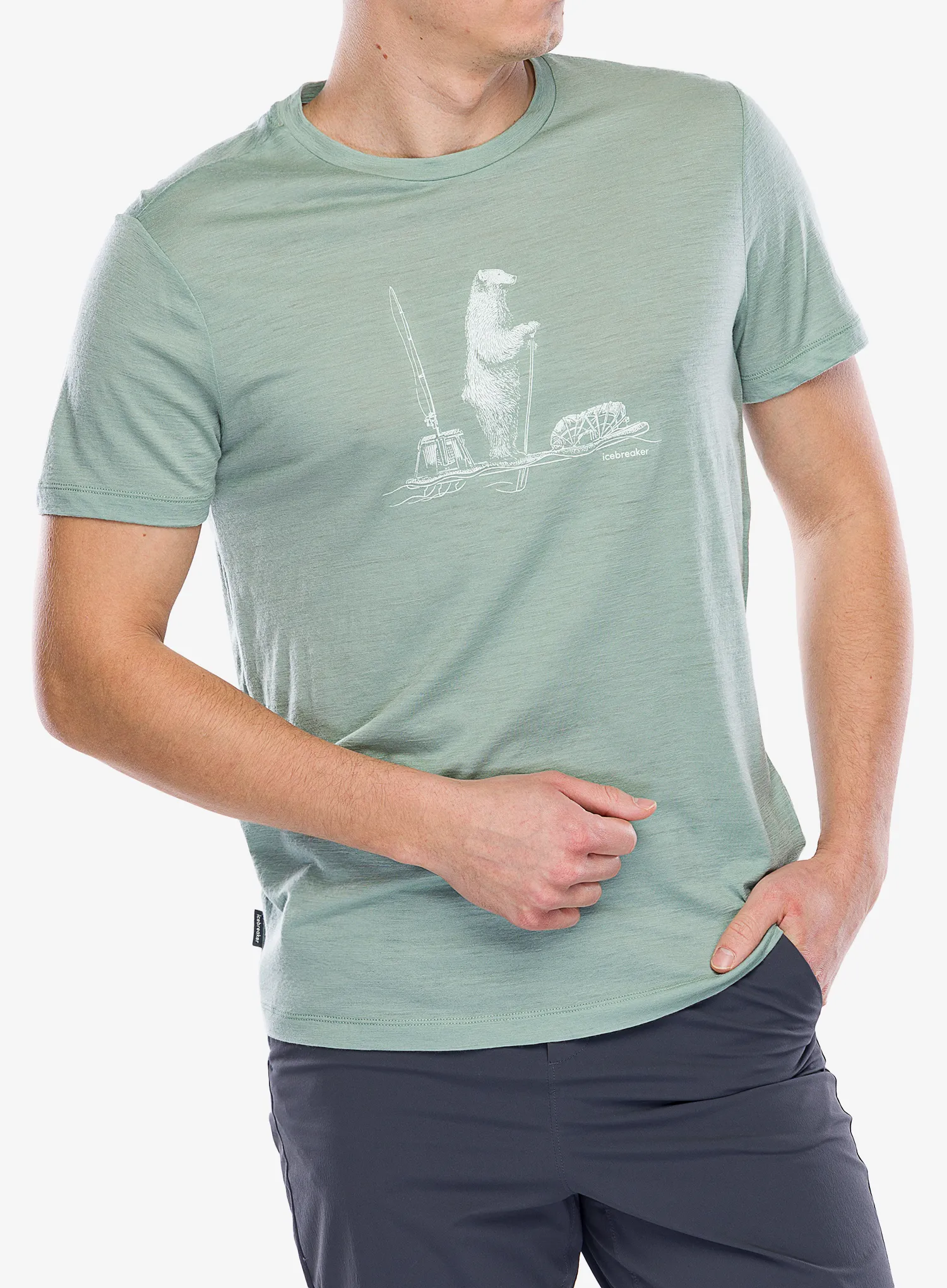 Merino triko Icebreaker Merino 150 Tech Lite SS T Polar Paddle - moss