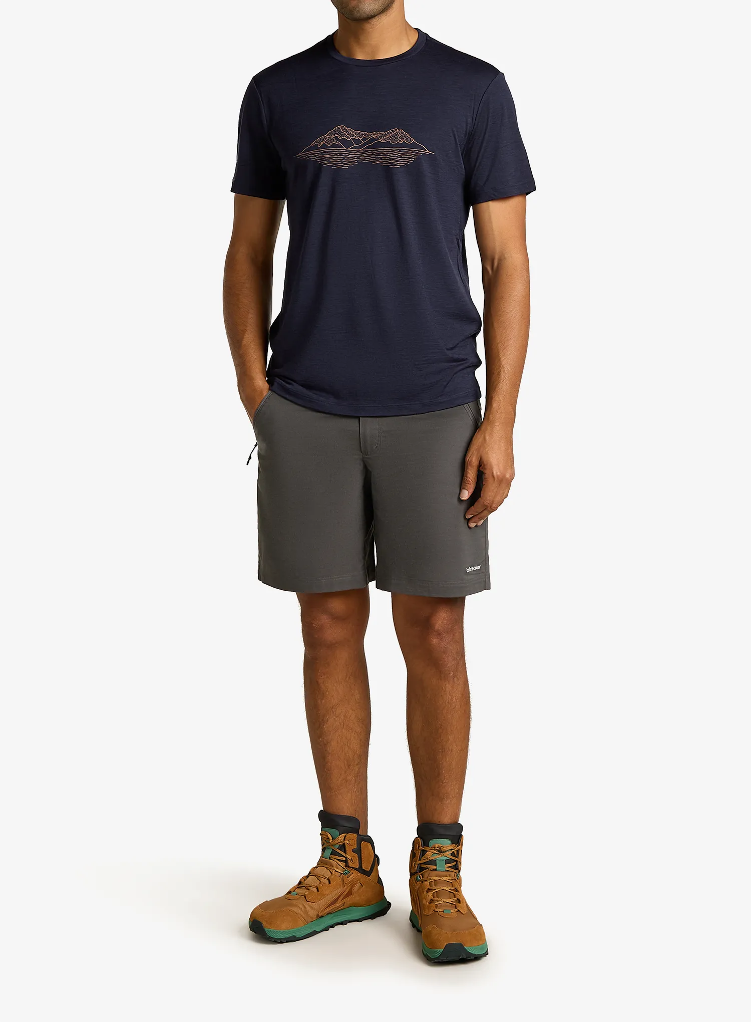 Merino triko Icebreaker Merino 150 Tech Lite SS T Pukaki Reflected - midnight navy