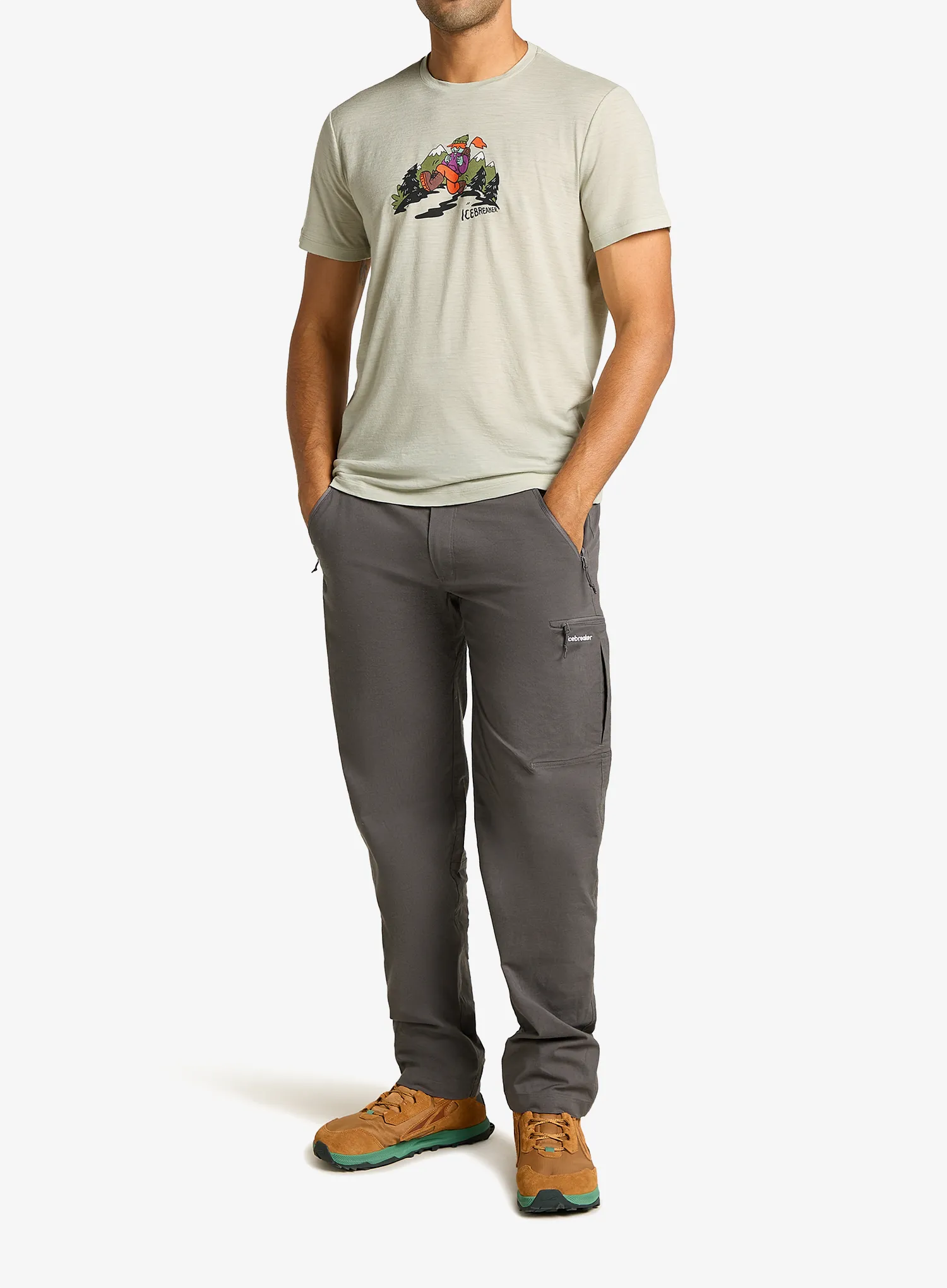 Merino triko Icebreaker Merino 150 Tech Lite SS Tee Catch Me Outside - ashen