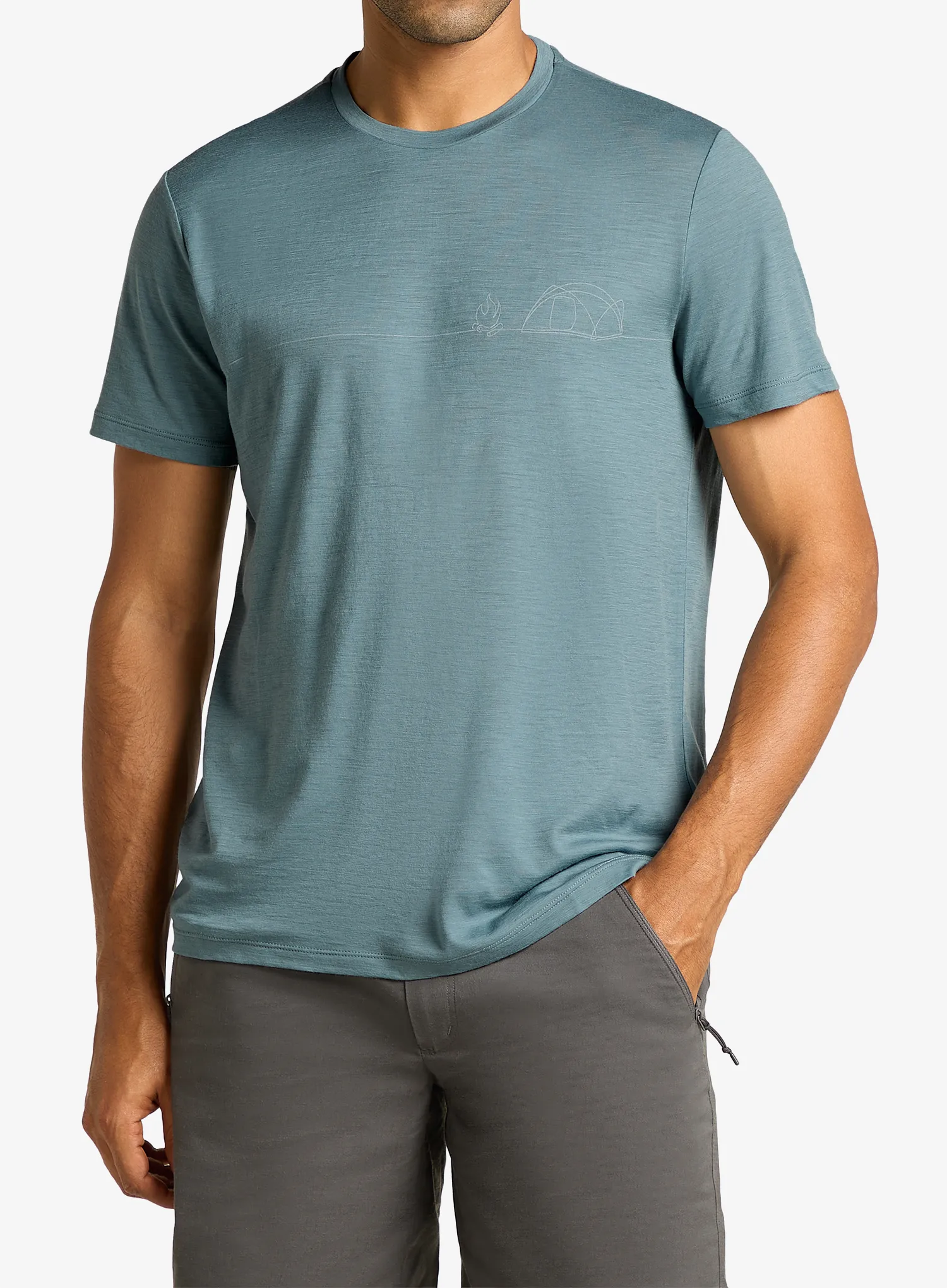 Merino triko Icebreaker Merino 150 Tech Lite SS Tee Single Line Camp - blue ash