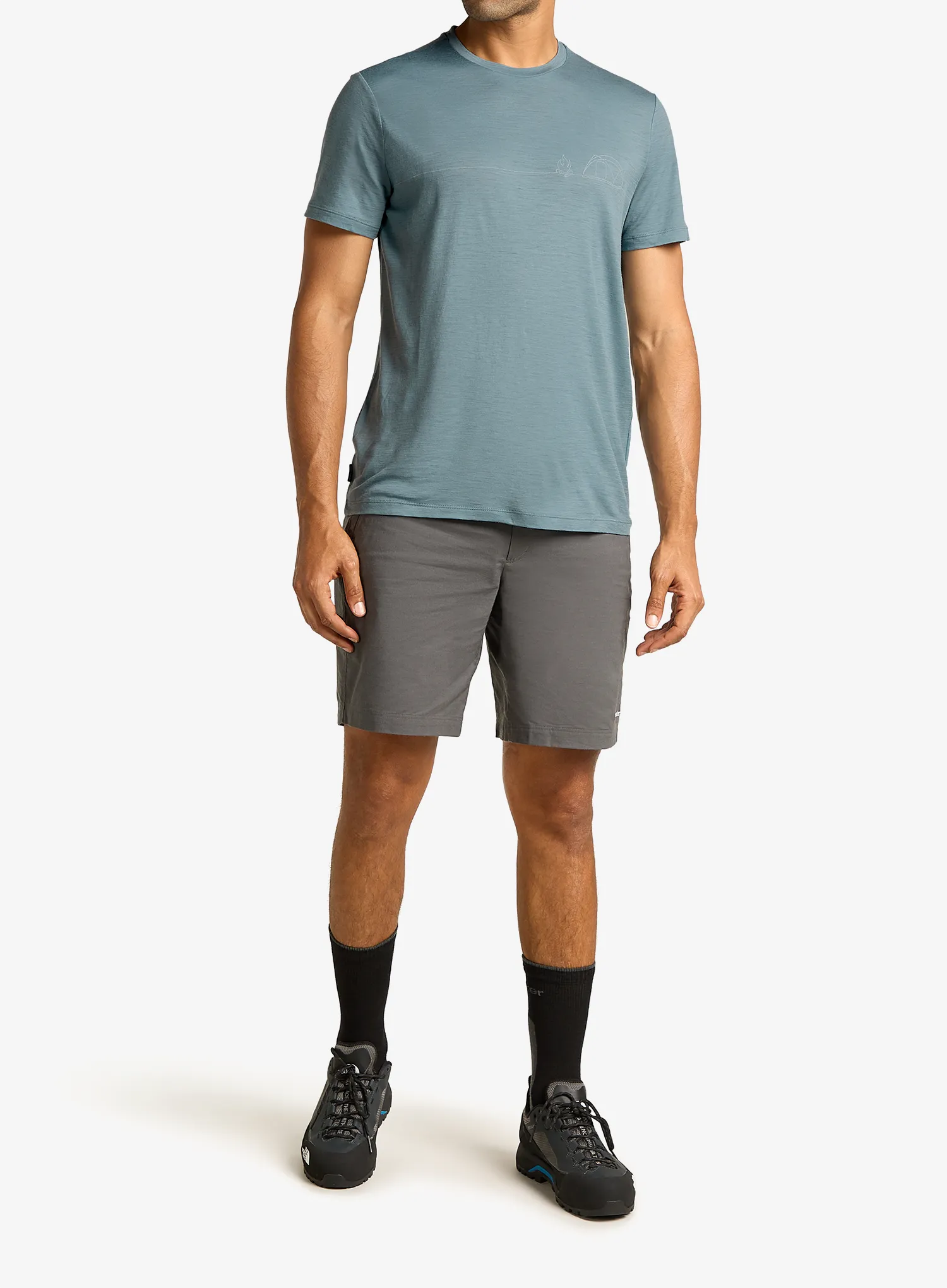 Merino triko Icebreaker Merino 150 Tech Lite SS Tee Single Line Camp - blue ash