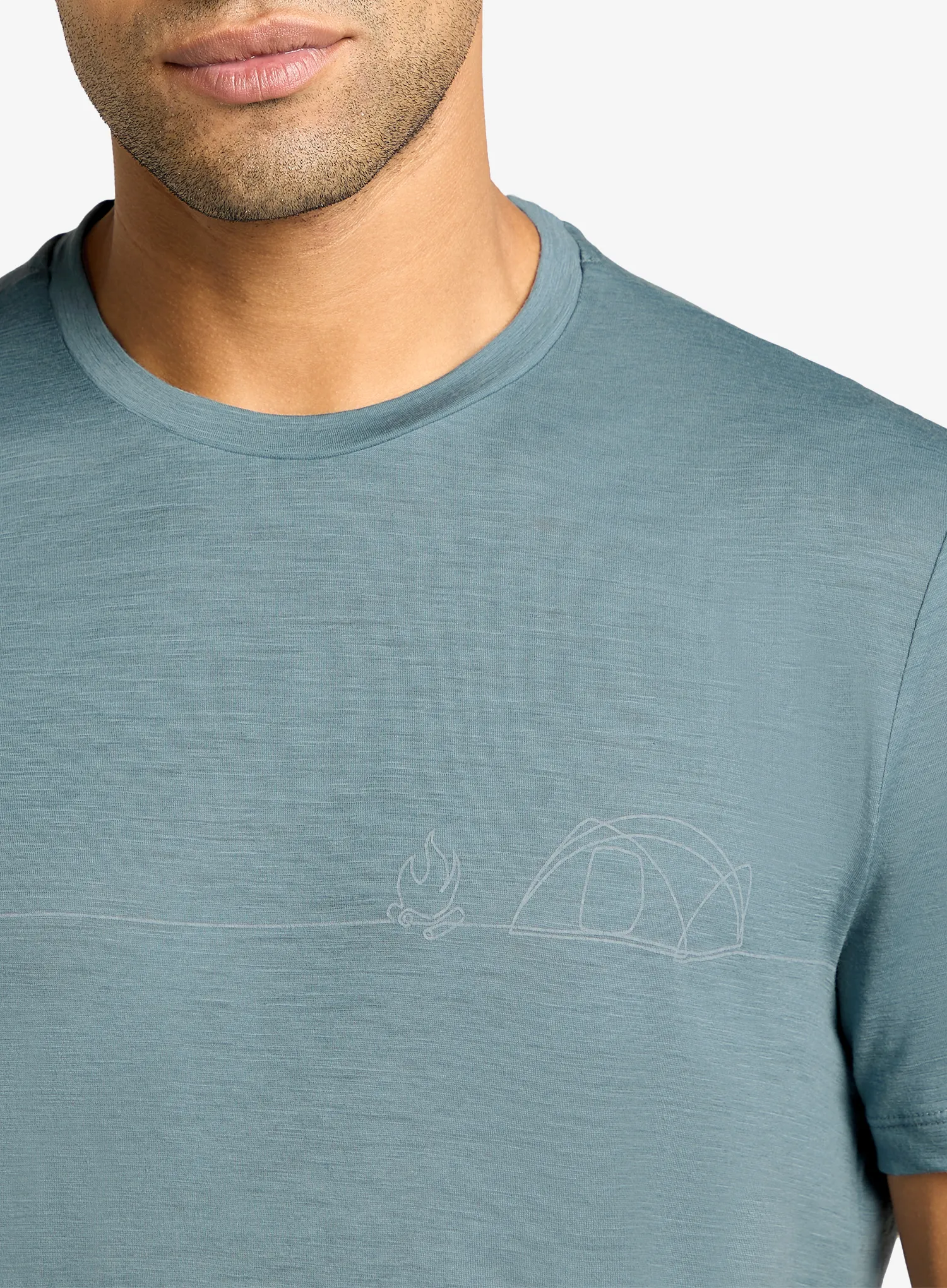 Merino triko Icebreaker Merino 150 Tech Lite SS Tee Single Line Camp - blue ash