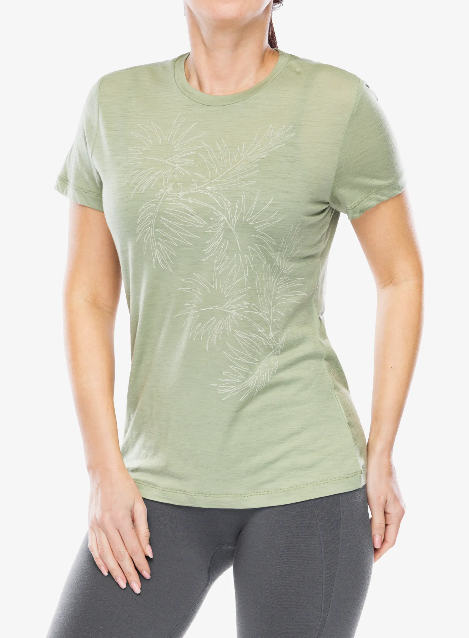Merino triko dámské Icebreaker Merino 150 Tech Lite SS Tee Winter Floral - lichen