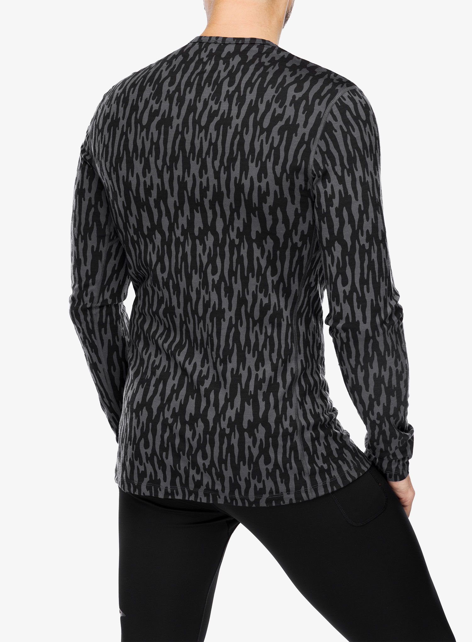 Funkční mikina pánská Icebreaker Merino 200 Oasis LS Crewe Glacial Camo - graphite/black