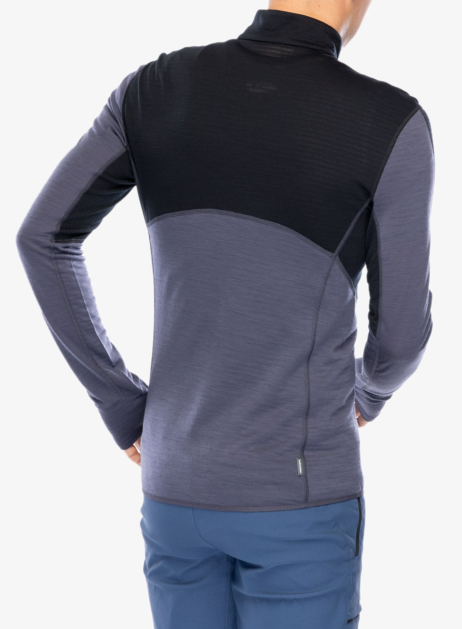 Mikina bez kapuce Icebreaker Merino 200 Realfleece Descender LS Half Zip - black/graphite/cb
