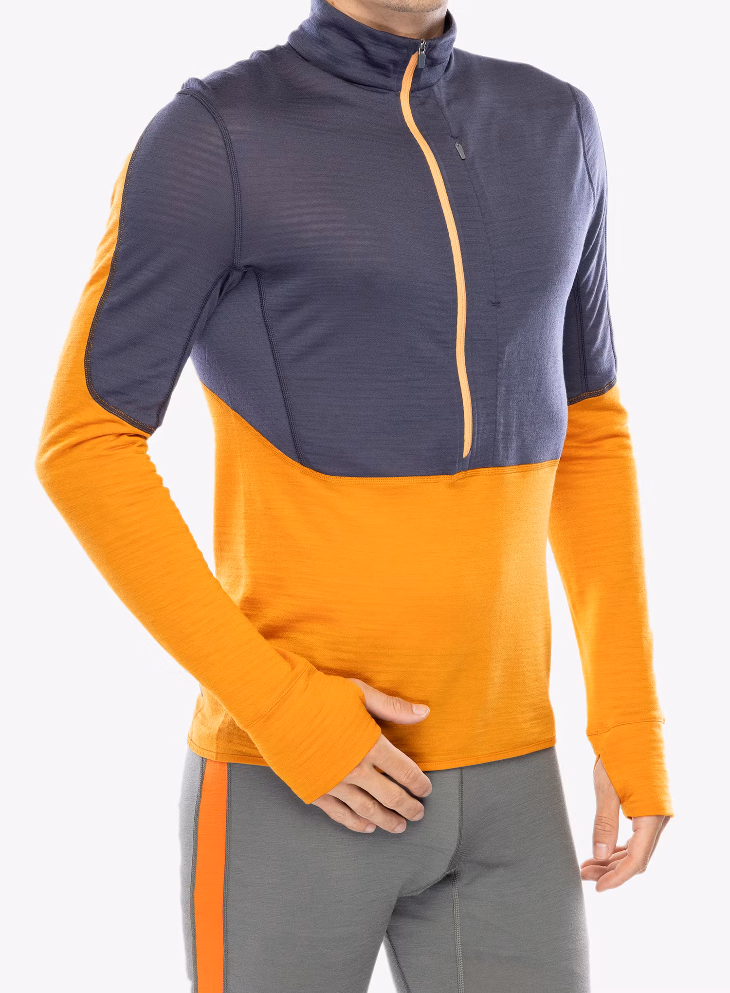 Mikina bez kapuce Icebreaker Merino 200 Realfleece Descender LS Half Zip - graphite/ray/feldsar/cb
