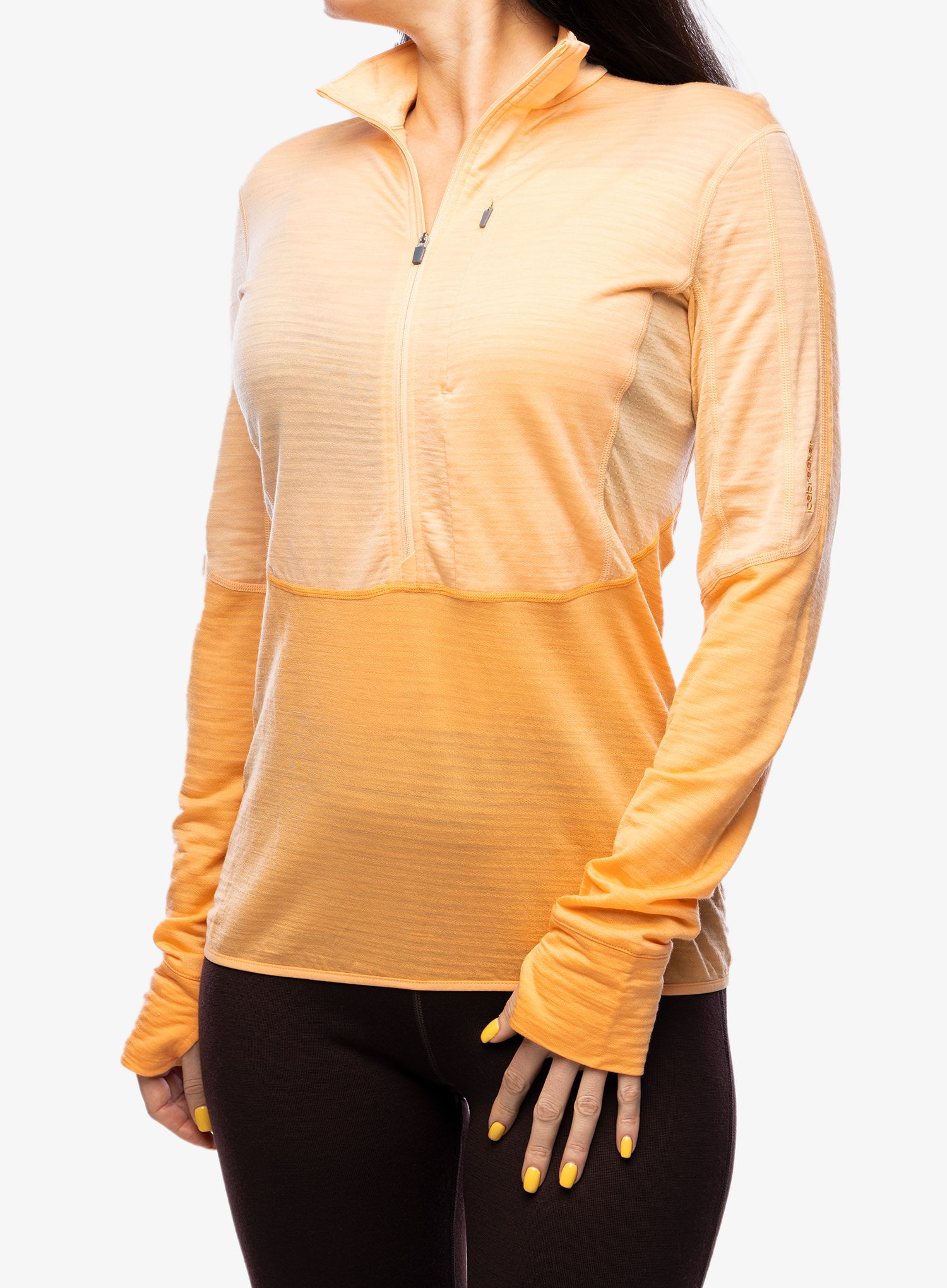 Dámská mikina Icebreaker Merino 200 Realfleece Descender LS Half Zip - sunstone/feldspar/cb