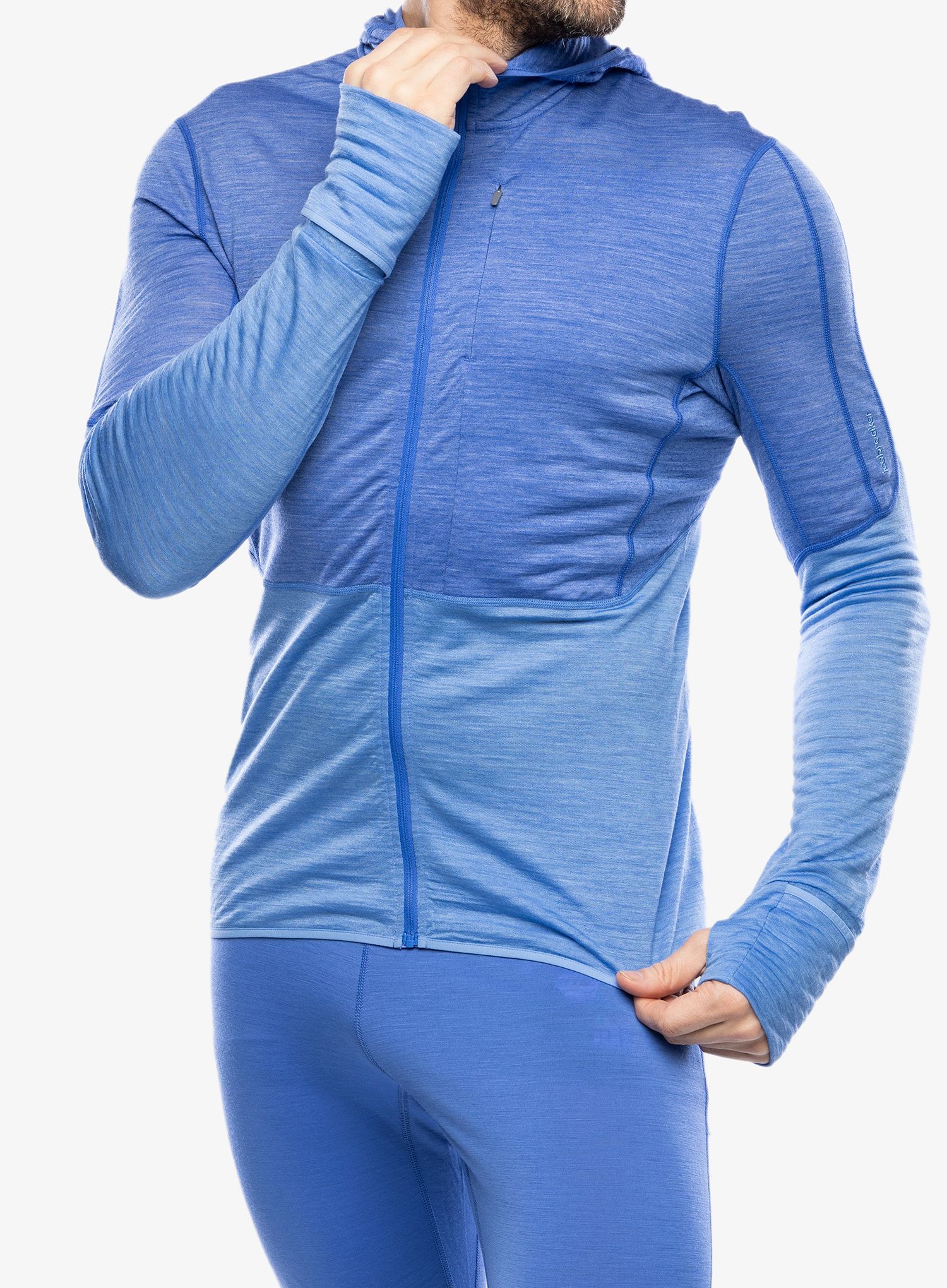 Mikina s kapucí Icebreaker Merino 200 Realfleece Descender LS Zip Hoodie - brilliant/baja/cb