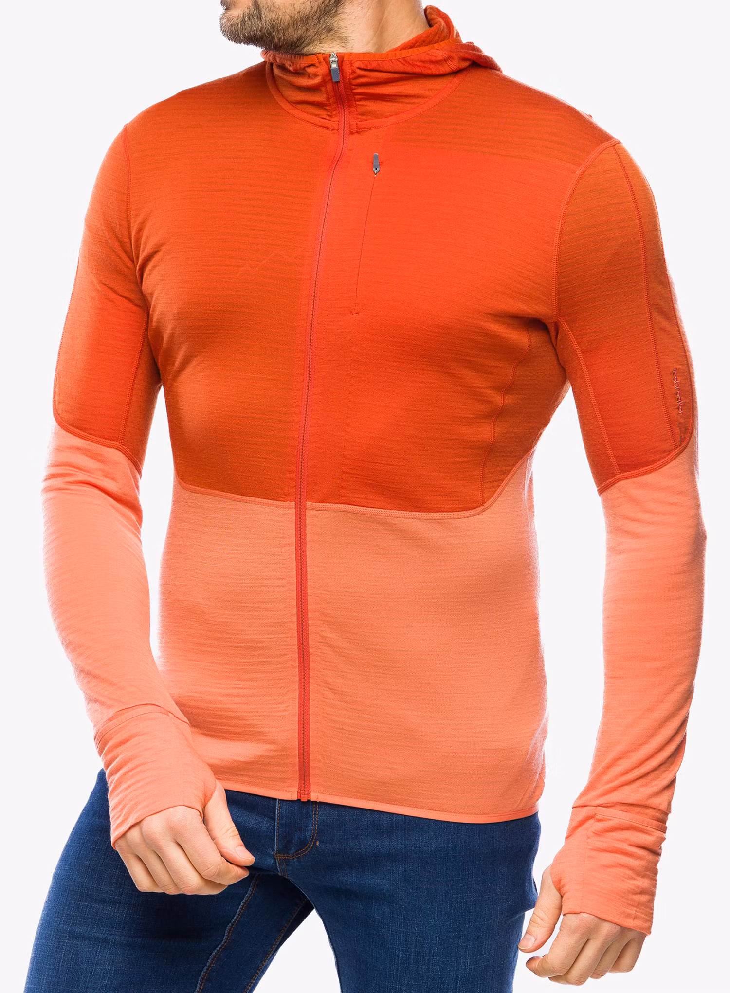 Rozepínací mikina Icebreaker Merino 200 Realfleece Descender LS Zip Hoodie - molten/ember/cb