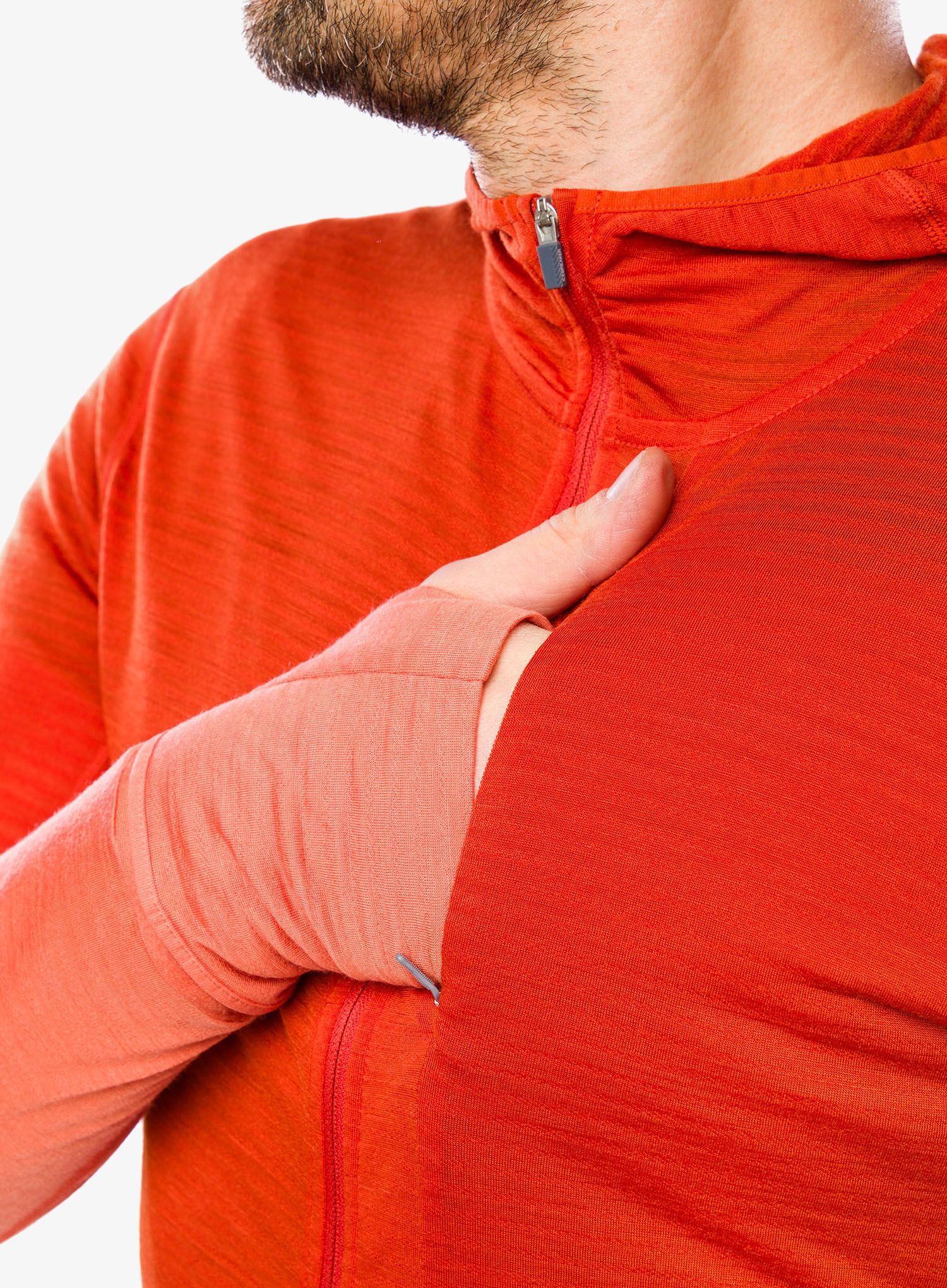 Rozepínací mikina Icebreaker Merino 200 Realfleece Descender LS Zip Hoodie - molten/ember/cb