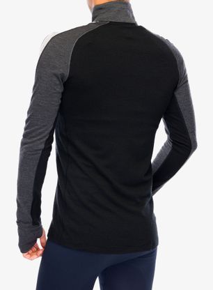 Funkční mikina Icebreaker Merino 200 ZoneKnit LS Half Zip - jet hthr/blk/metro h/cb
