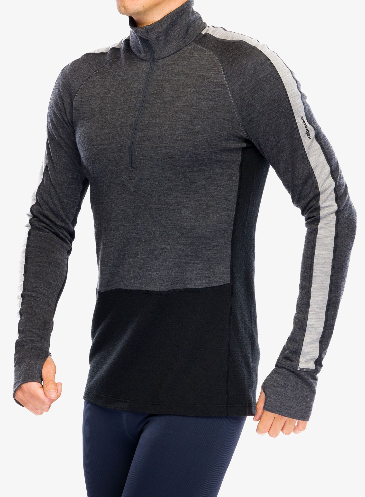 Funkční mikina Icebreaker Merino 200 ZoneKnit LS Half Zip - jet hthr/blk/metro h/cb