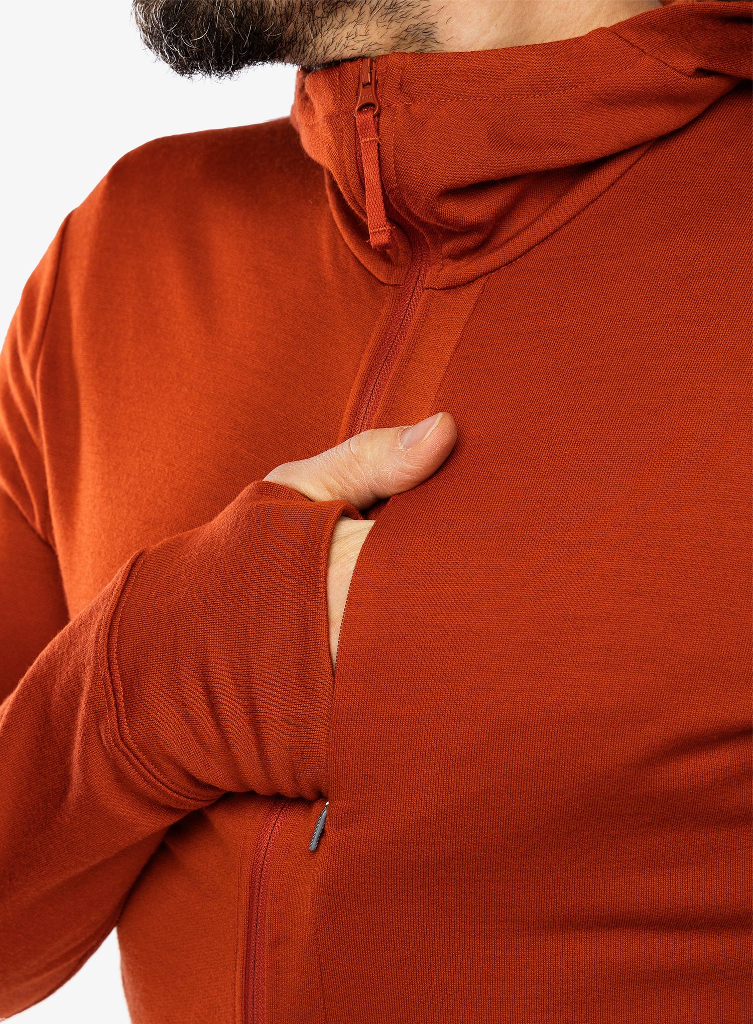 Rozepínací mikina Icebreaker Merino 260 Quantum IV LS Zip Hoodie - molten