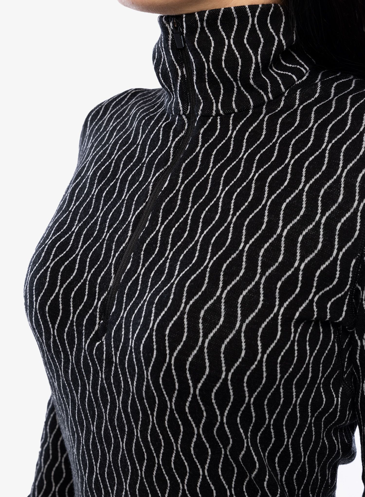 Dámská funkční mikina Icebreaker Merino 260 Vertex LS HZ On-Piste - black/snow/j
