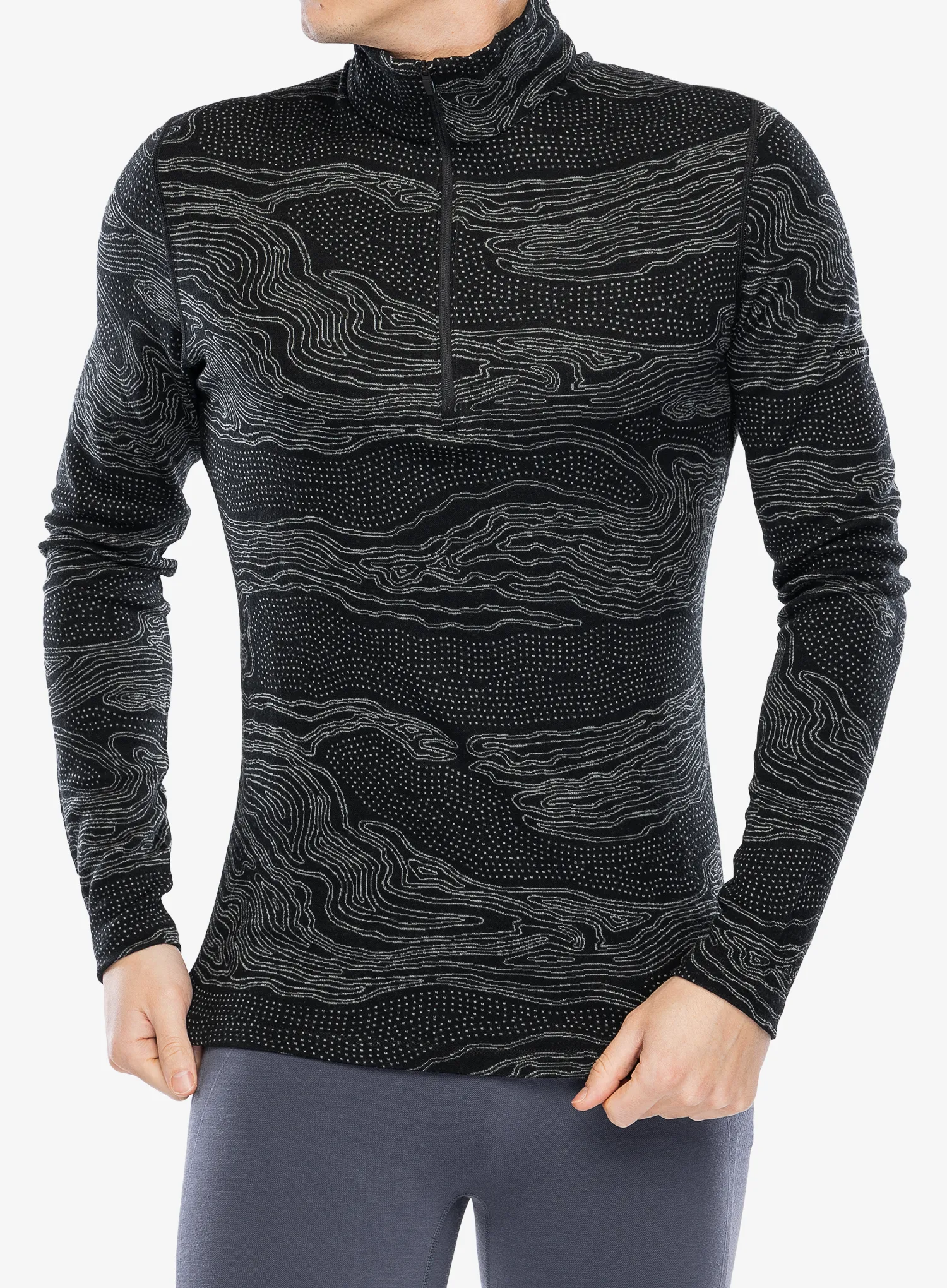 Funkční mikina Icebreaker Merino 260 Vertex LS Half Z Snow Guide - black/galaxy/j