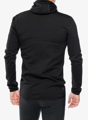 Mikina s kapucí Icebreaker Merino 560 Realfleece Elemental II LS Zip Hood - black