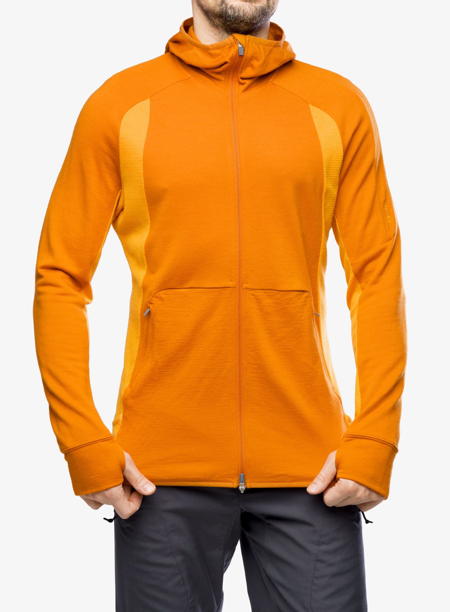 Outdoorova mikina Icebreaker Merino Quantum ZoneKnit LS Zip Hoodie - earth/solar