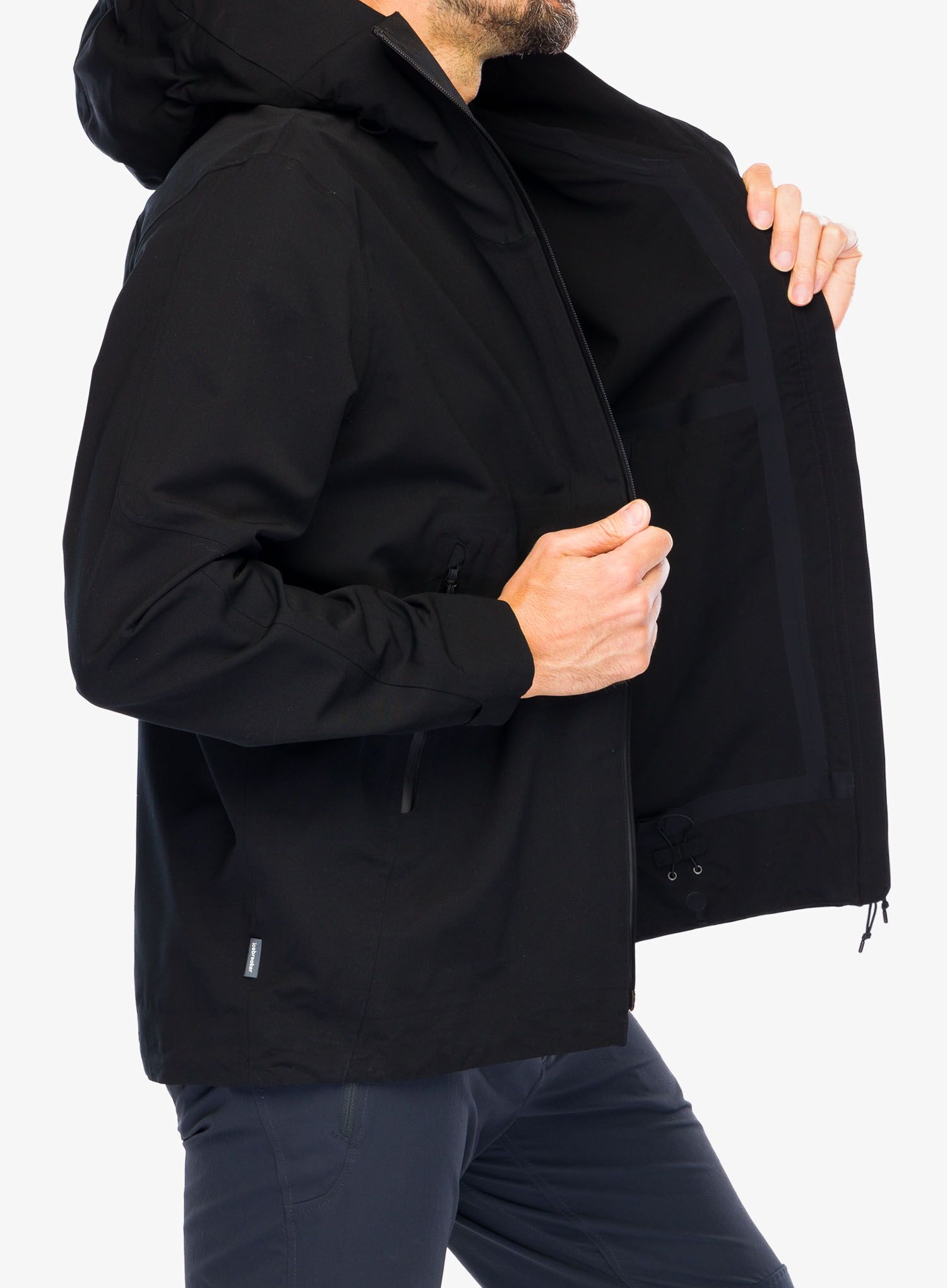 Pánská skialpová bunda Icebreaker Merino Shell+ Peak Hooded Jacket - black