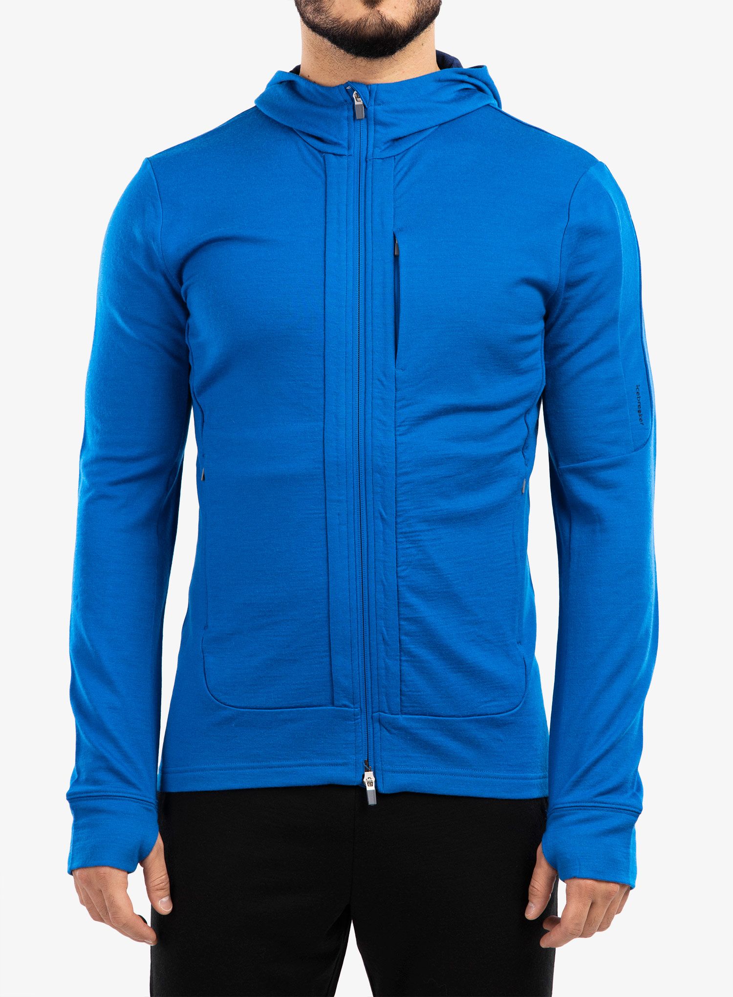 Mikina Icebreaker Quantum III LS Zip Hood - lazurite/royal navy