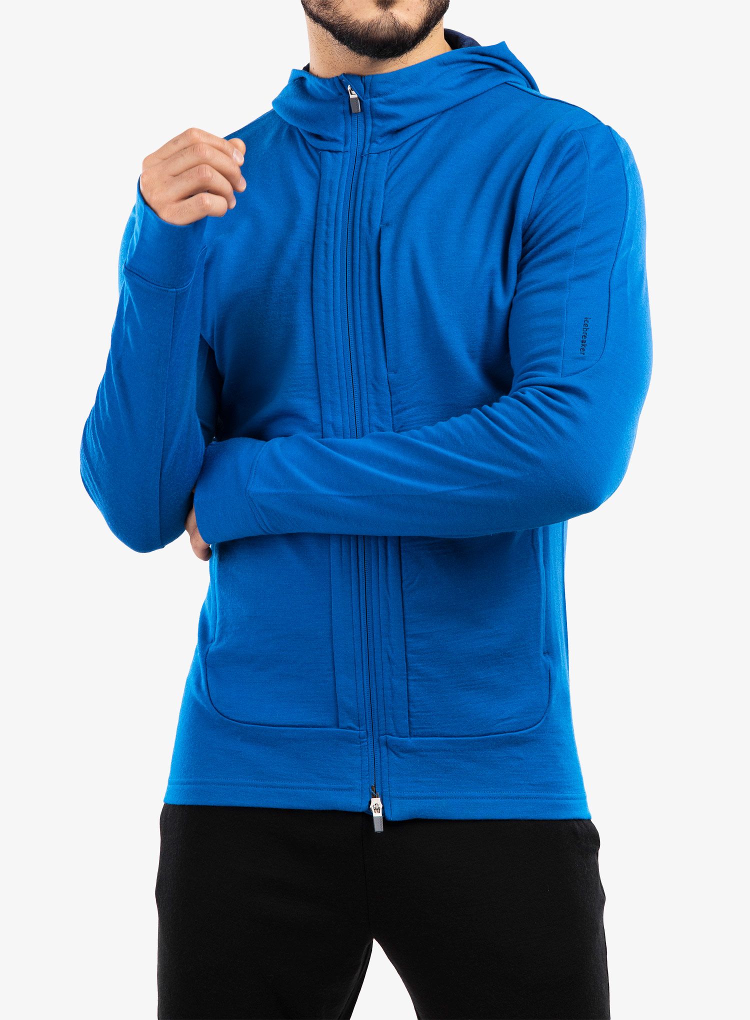 Mikina Icebreaker Quantum III LS Zip Hood - lazurite/royal navy