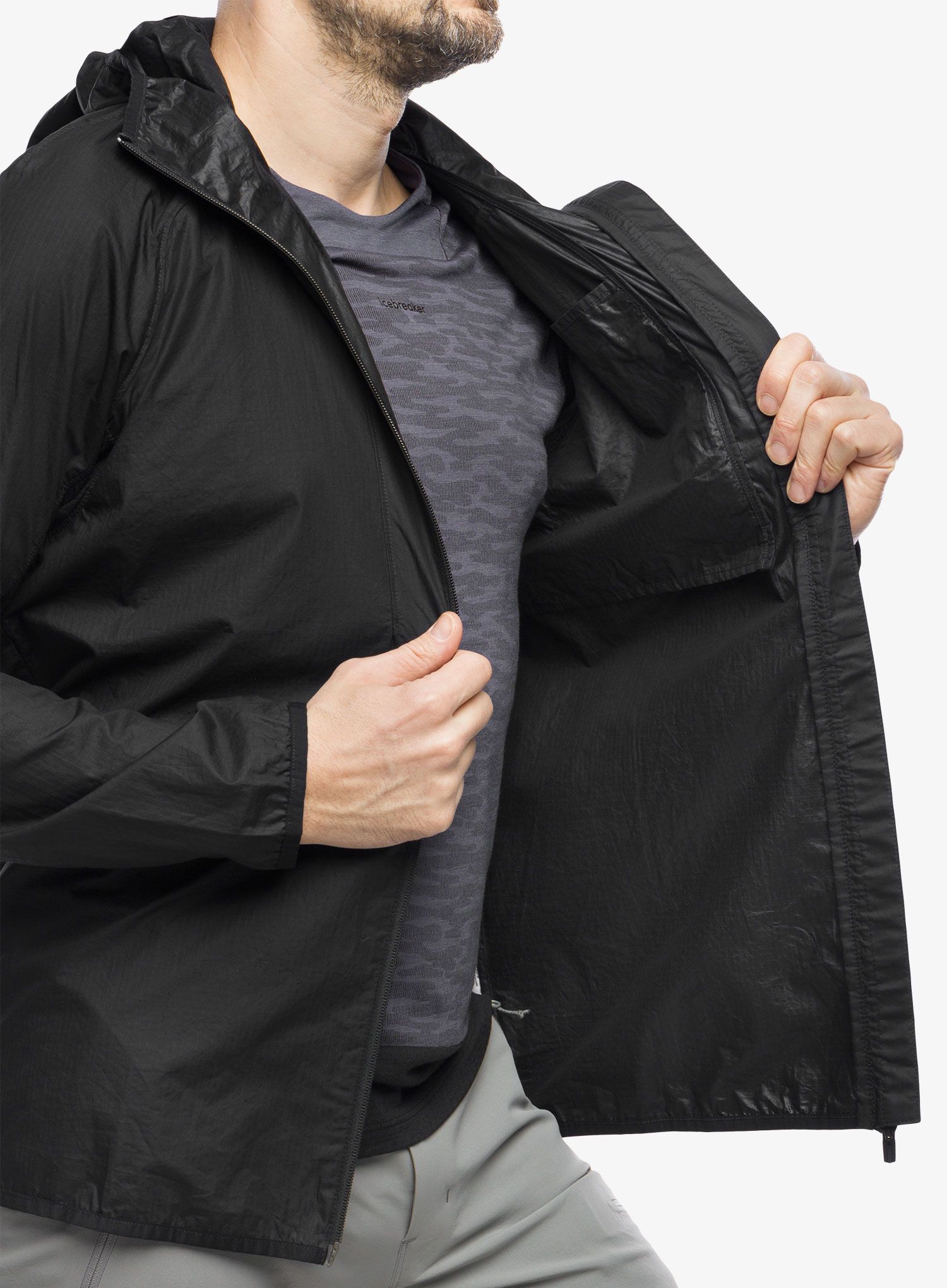 Softshellová bunda Icebreaker Shell+ Cotton Windbreaker - black