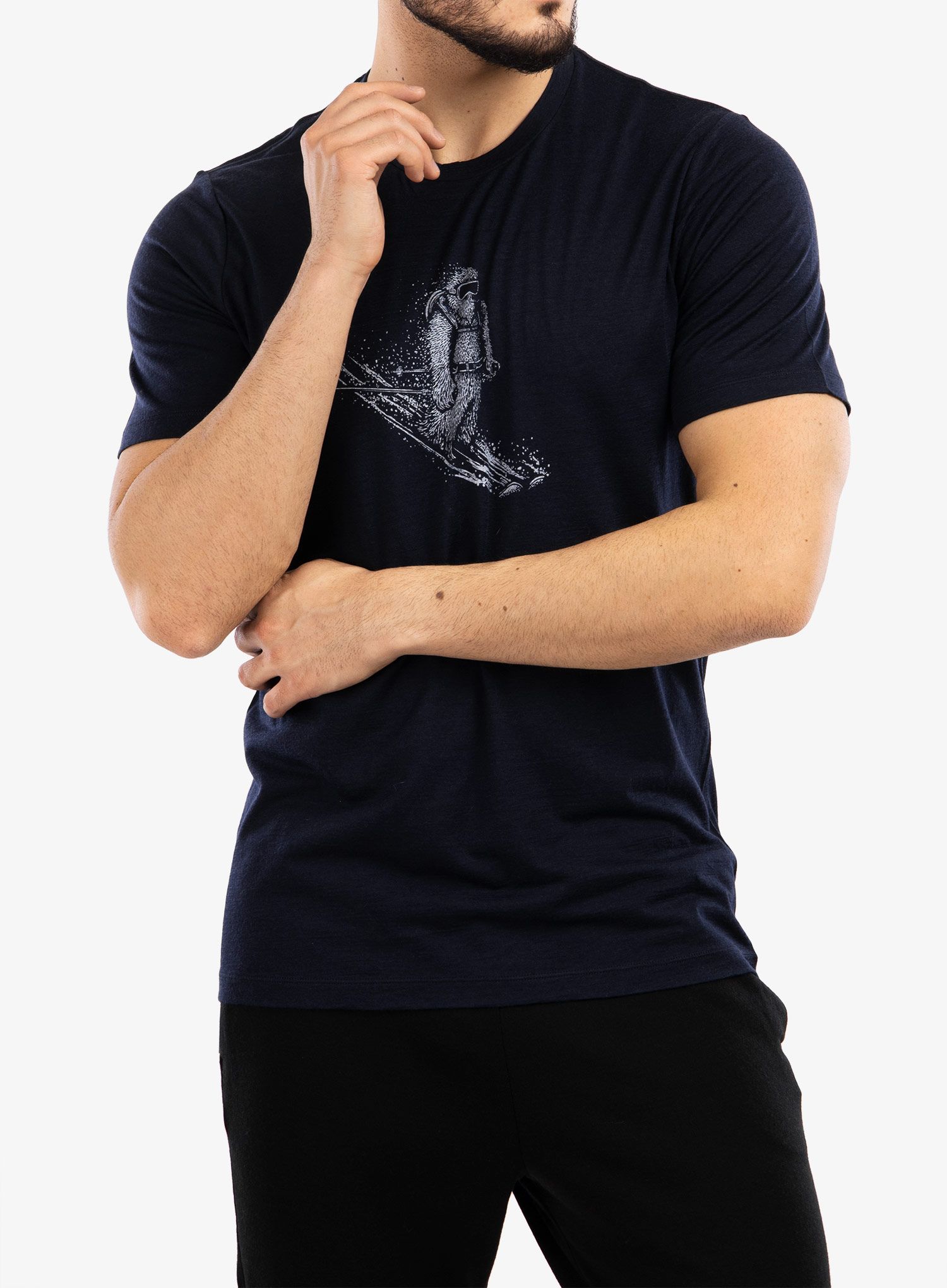 Tričko z merino vlny Icebreaker Tech Lite II SS Tee Skiing Yeti - navy