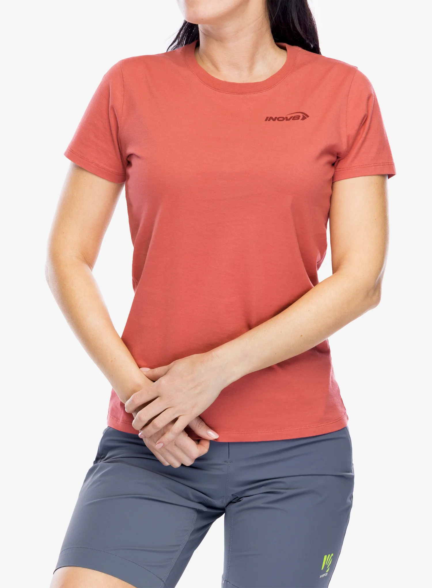 Bavlněné tričko dámské Inov-8 Graphic T-Shirt Footprints - dusty rose