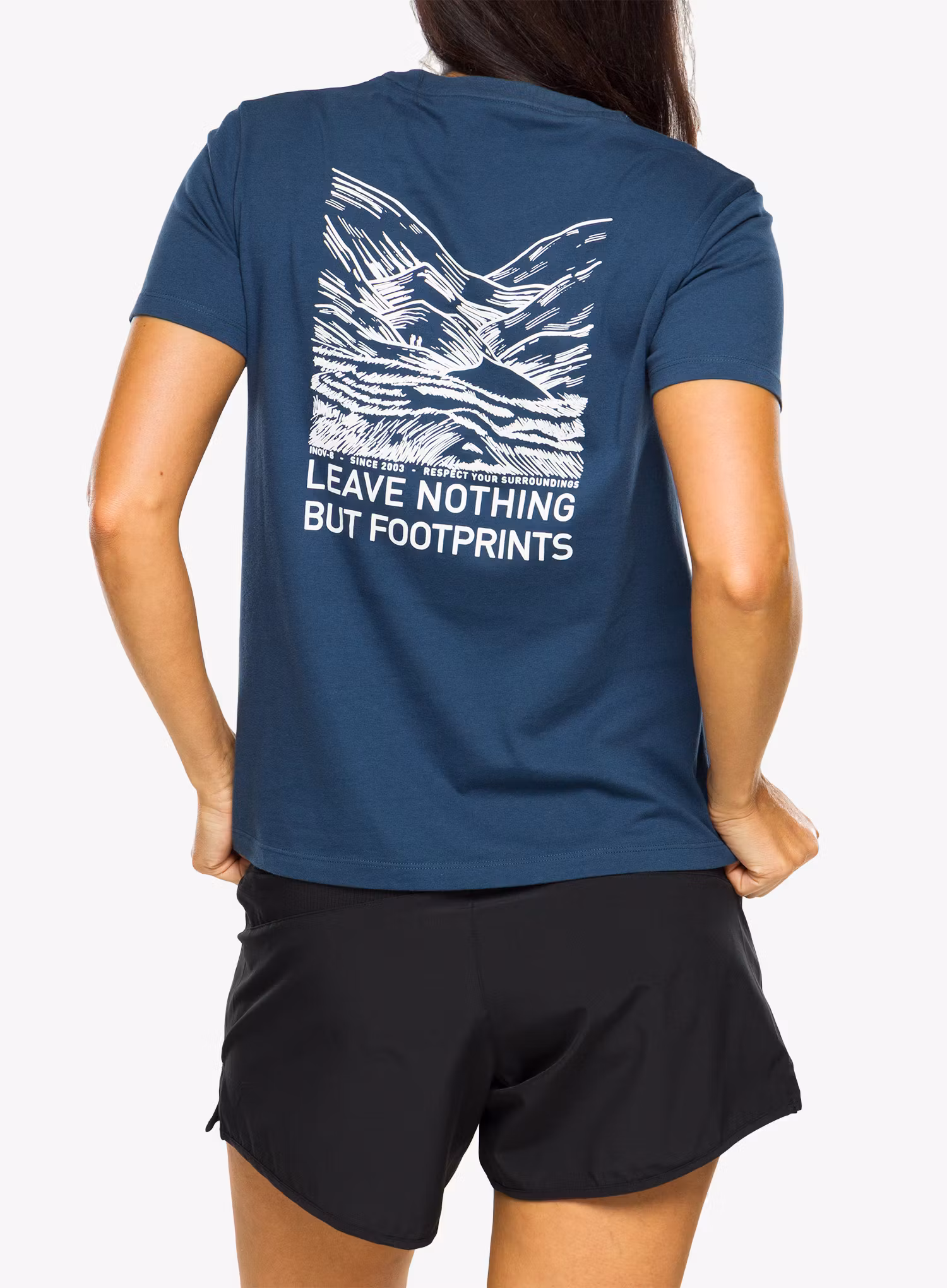 Dámské tričko s potiskem Inov-8 Graphic Tee SS Footprints - navy