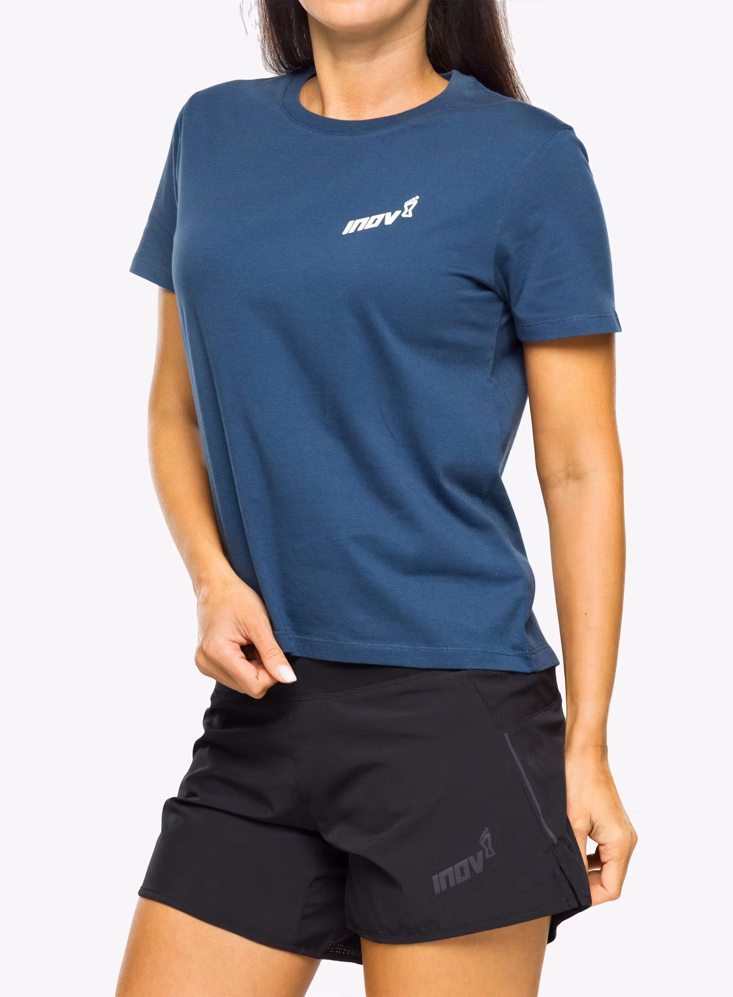 Dámské tričko s potiskem Inov-8 Graphic Tee SS Footprints - navy
