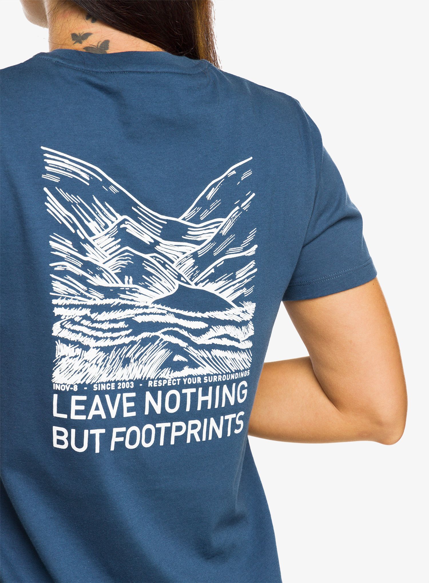 Dámské tričko s potiskem Inov-8 Graphic Tee SS Footprints - navy