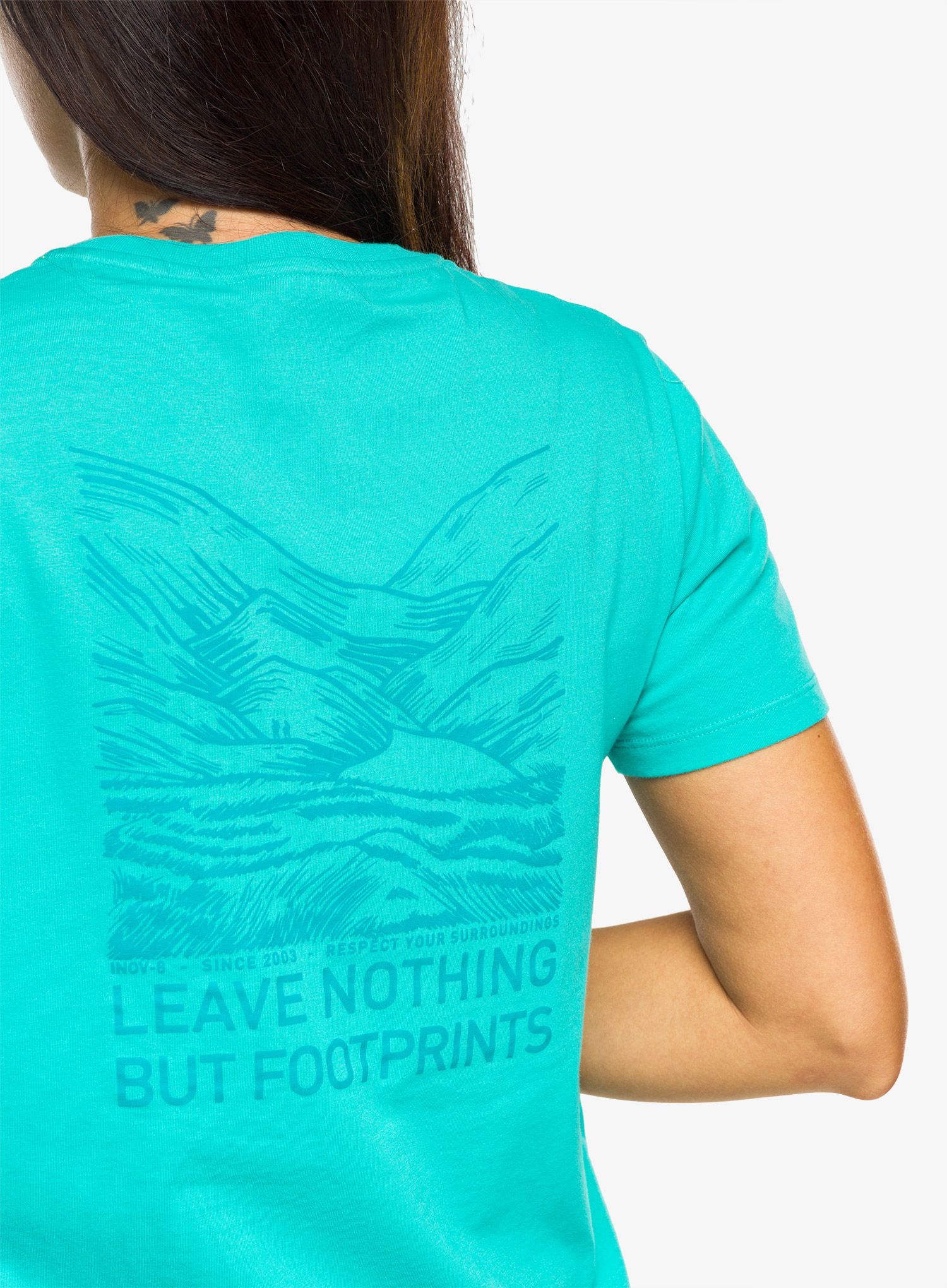 Dámské tričko s potiskem Inov-8 Graphic Tee SS Footprints - teal